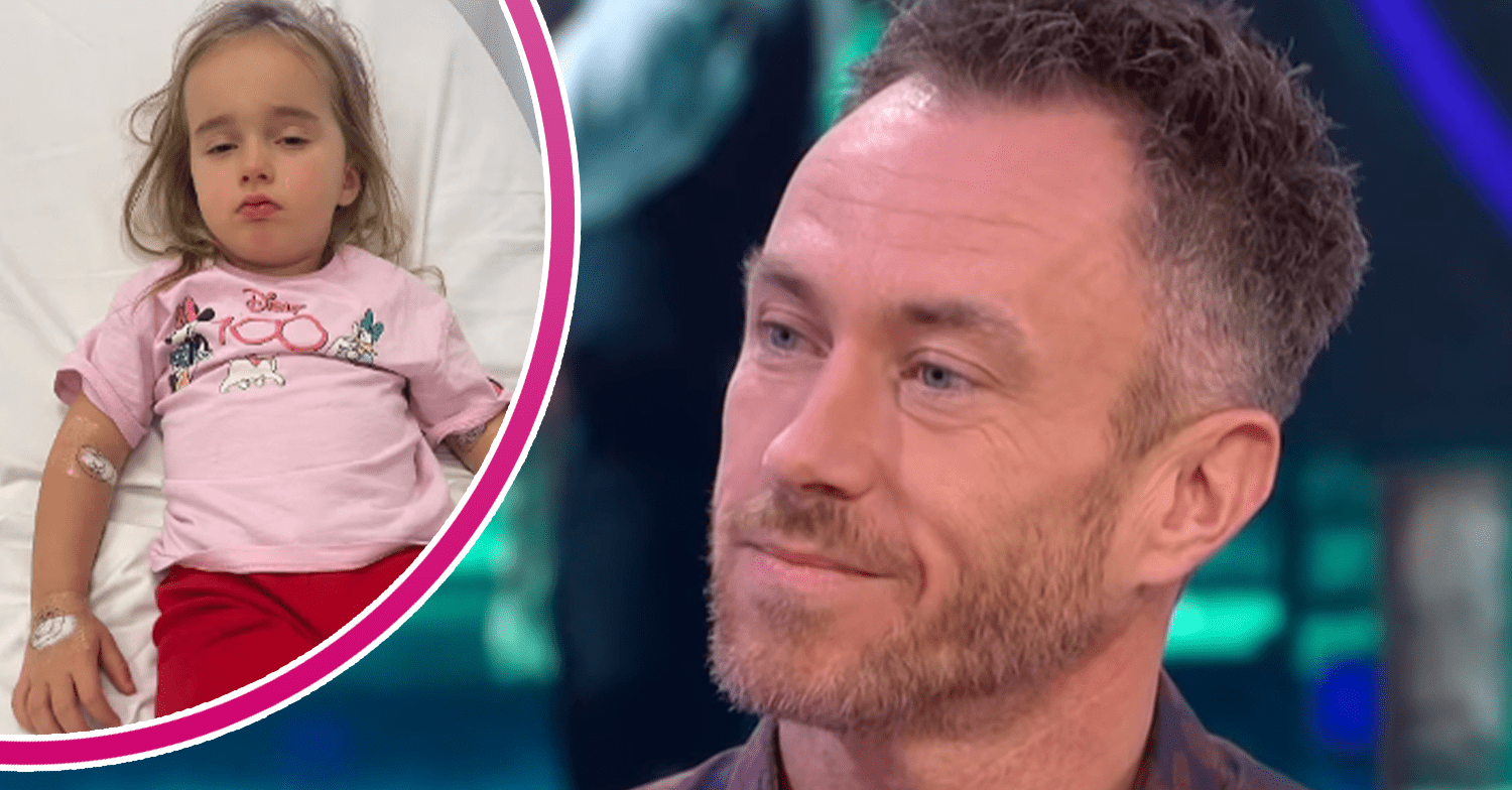 James Jordan close up and daughter Ella in hospital