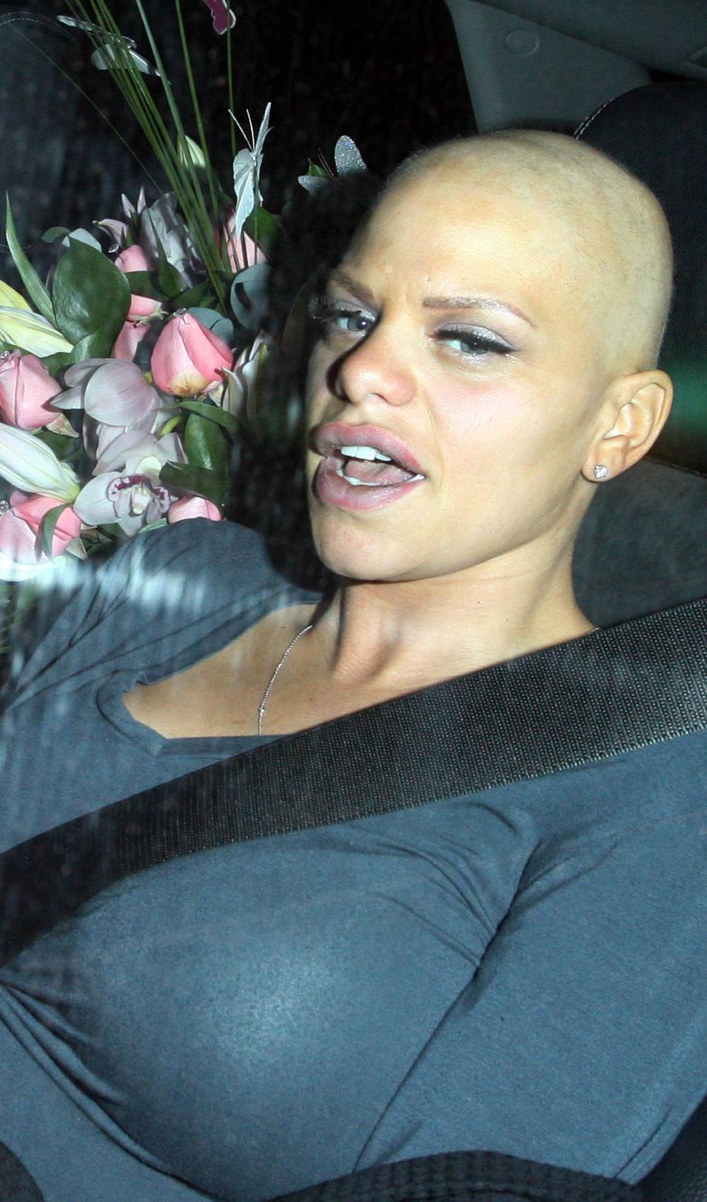Jade Goody looks at the camera