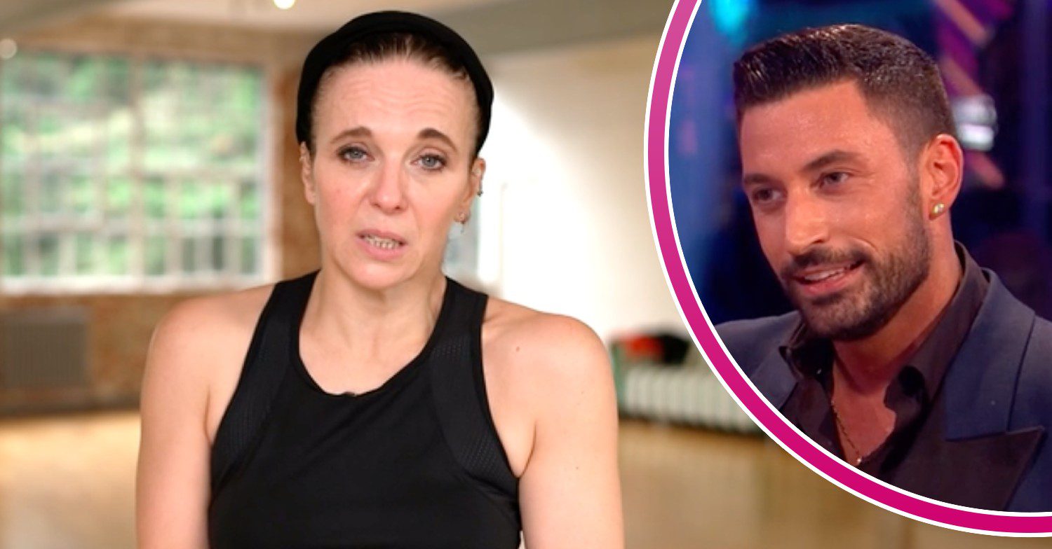 Amanda Abbington looks concerned, Giovanni Pernice smiles