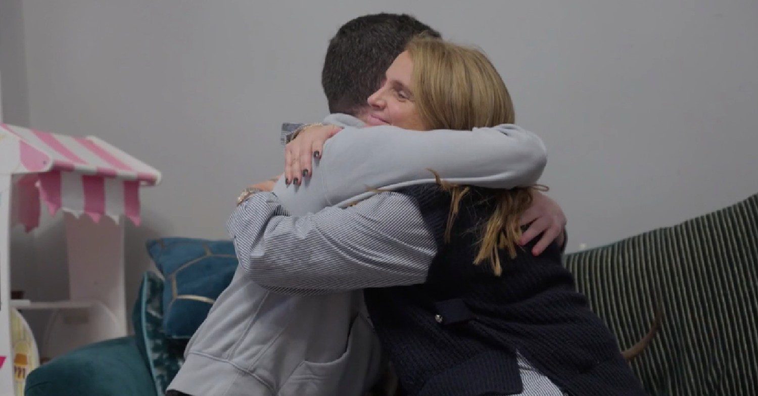 Sue Radford hugging her son Daniel