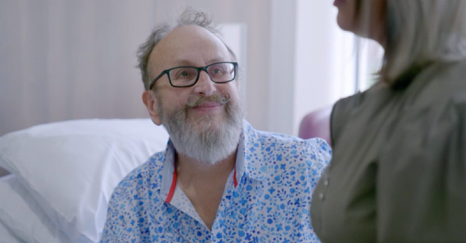 Hairy Bikers star Dave Myers smiling in hospital