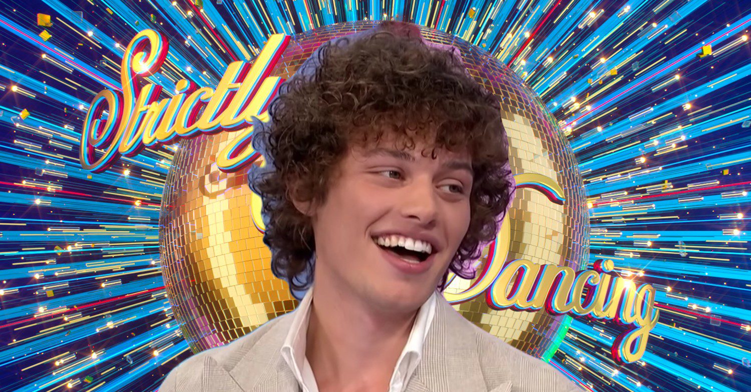 Bobby Brazier smiling with Strictly logo