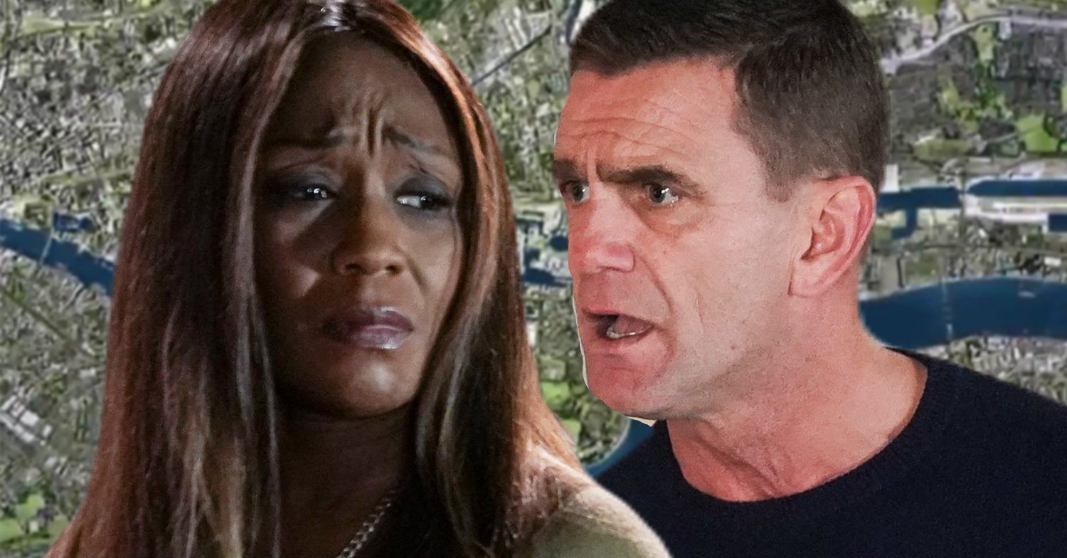 EastEnders' Denise, Jack, the background of the Thames