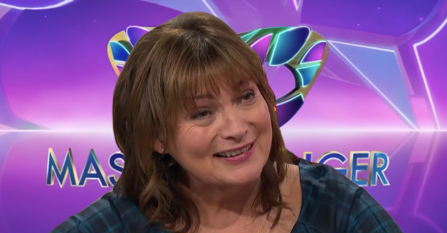 The Masked Singer logo with Lorraine Kelly smiling