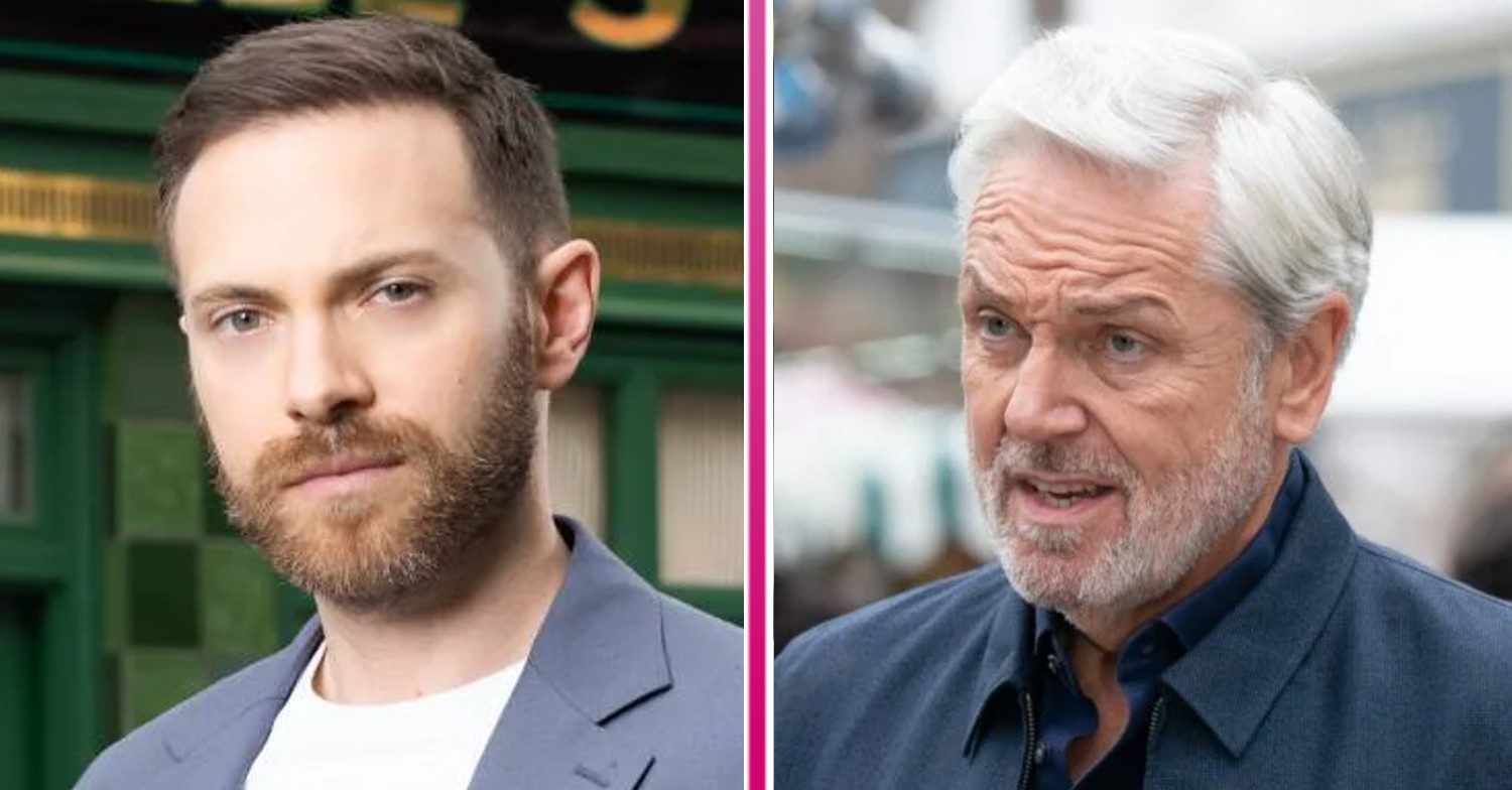 Dean and Rocky on EastEnders, both looking worried (Credit: BBC/Composite: ED!)