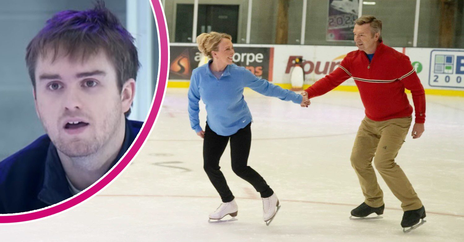 Torvill and Dean on Emmerdale; inset, Tom King looks surprised (Credit: ITV/Composite: ED!)