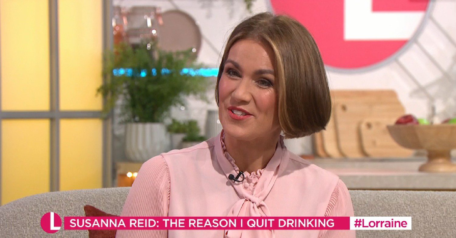 Susanna Reid smiling in pink blouse on Lorraine