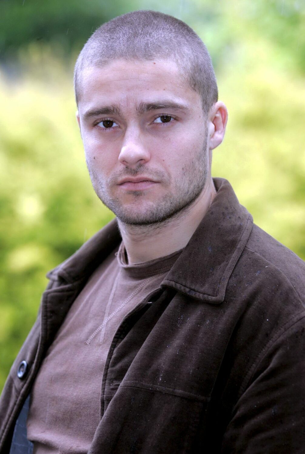 Promo shot of Scott Windsor in Emmerdale looking serious