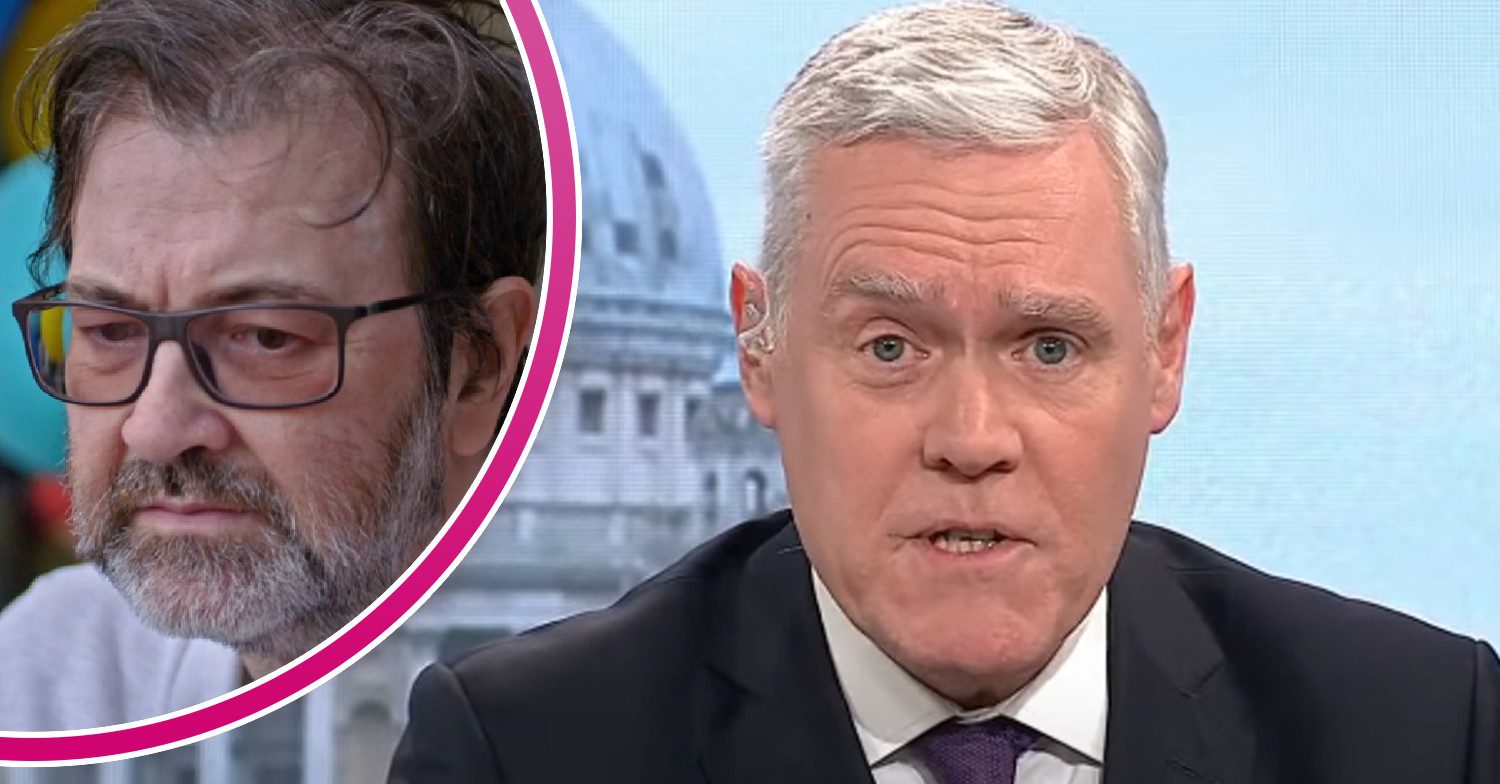 Derek Draper looking sombre in documentary and Ian King on Sky News