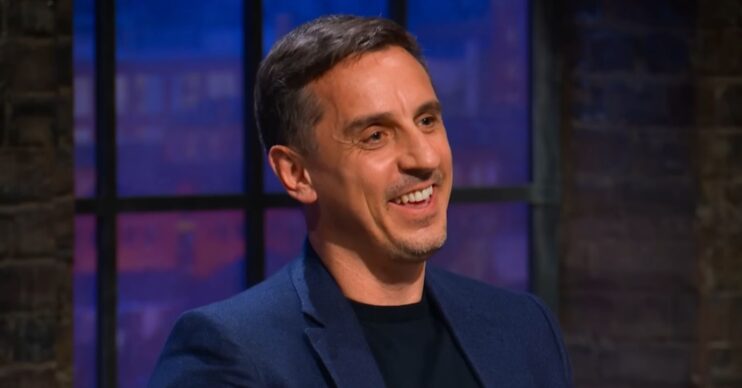 Gary Neville smiling on Dragons' Den
