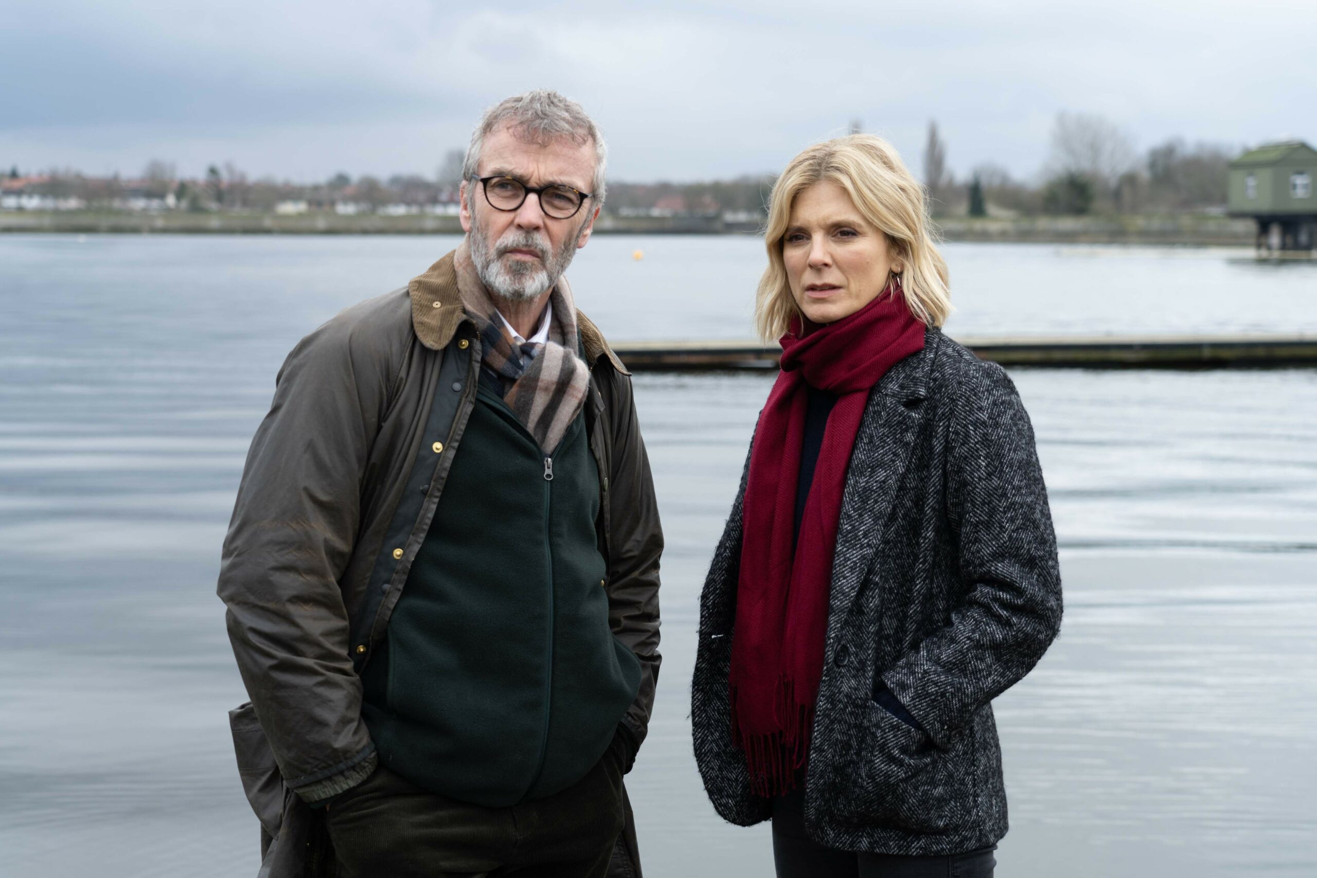 John Hannah on the set of Silent Witness alongside Emilia Fox