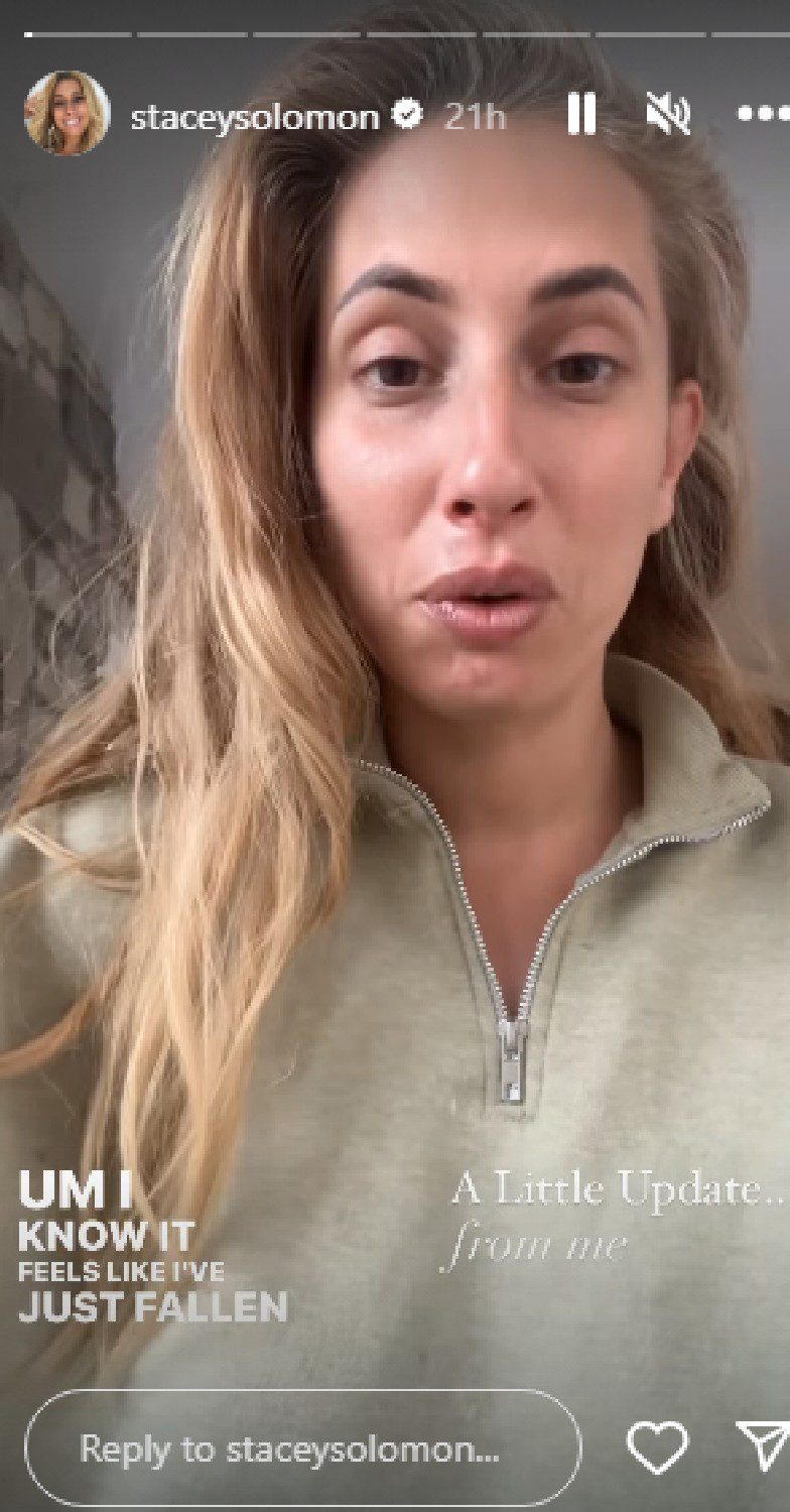 Stacey Solomon speaking on Instagram story