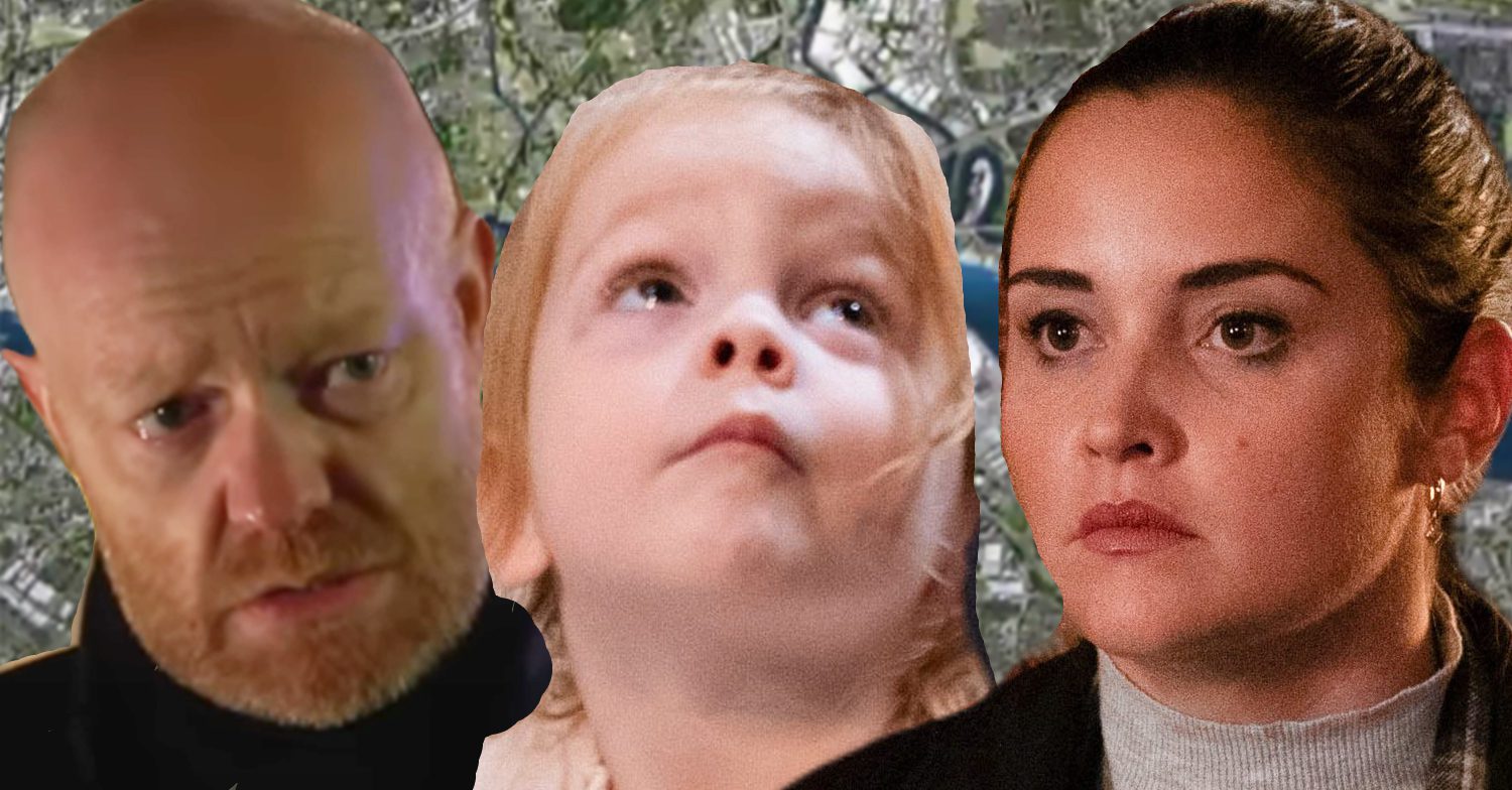 EastEnders' Max, Annie, Lauren, the background of the Thames