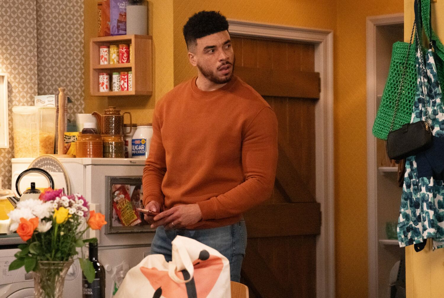 Nate Robinson’s [JURREL CARTER] paranoia gets the better of him as he rifles through her phone and discovers deleted messages to and from Caleb.