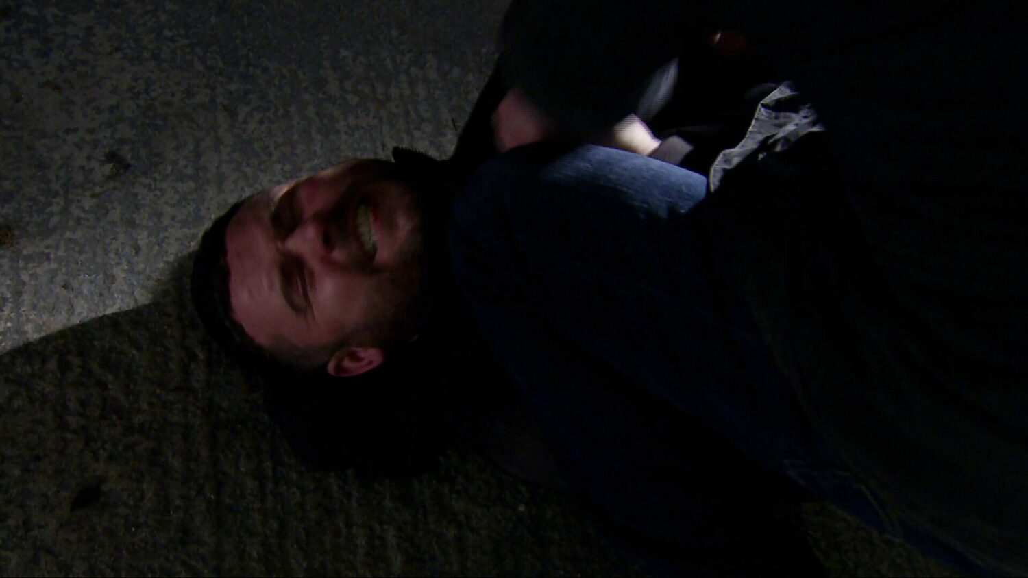 Emmerdale's Aaron is being pinned on the floor