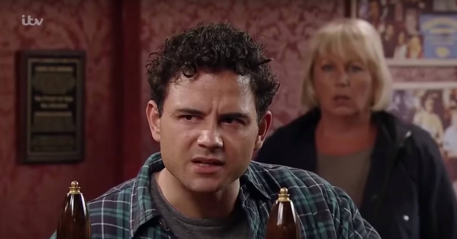 Ryan Thomas in character on Coronation Street