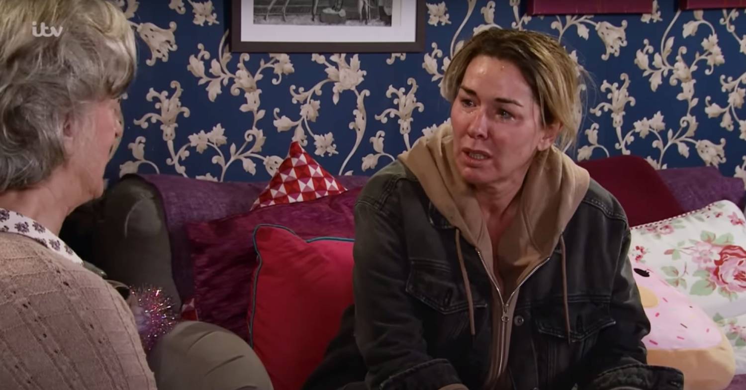 Claire Sweeney acting in Coronation Street