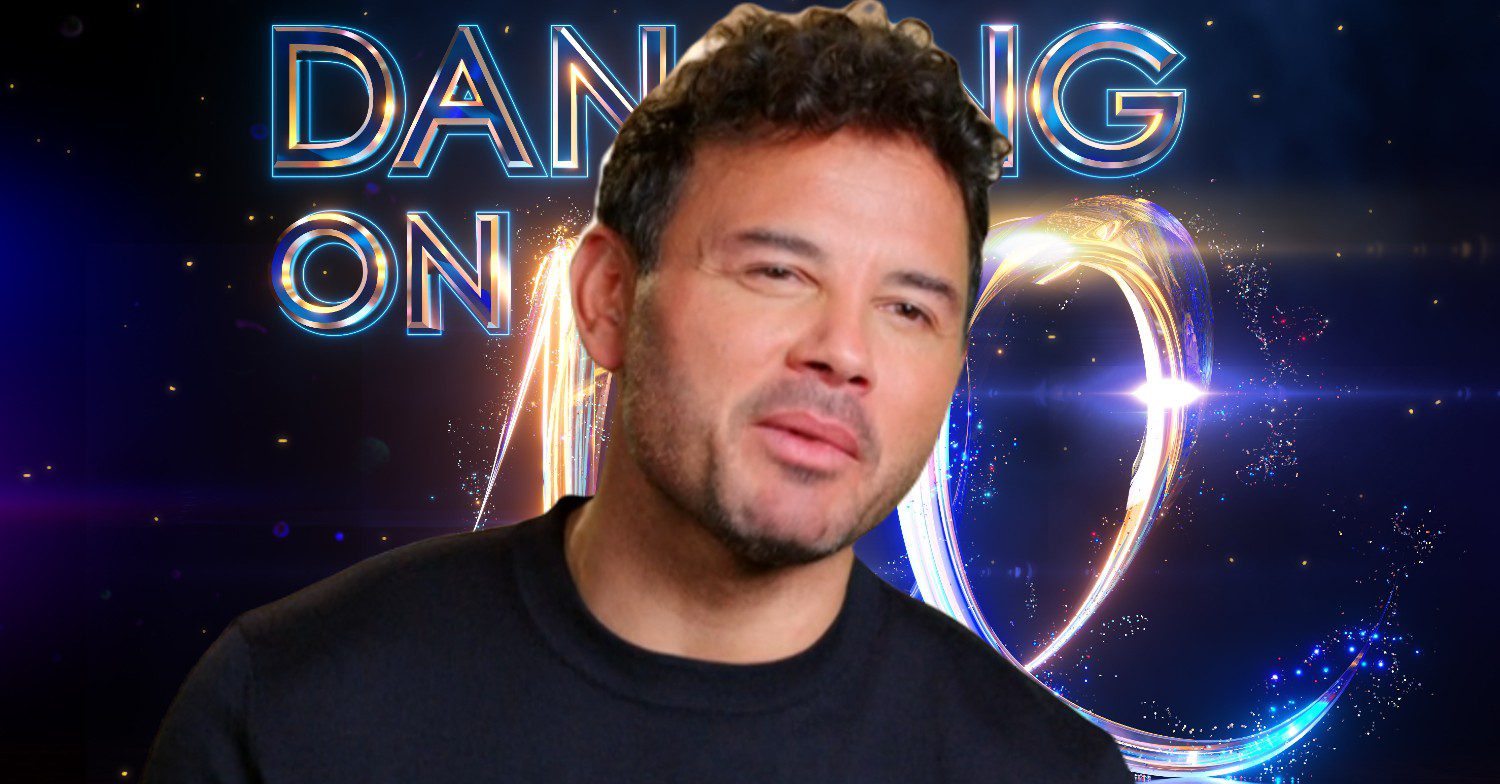 Ryan Thomas in front of Dancing On Ice logo