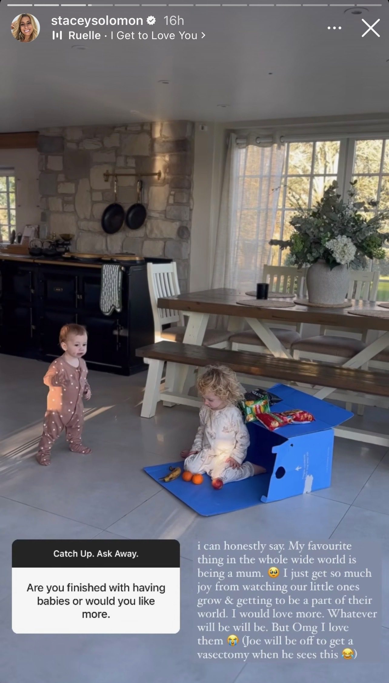 Stacey Solomon's children in her house