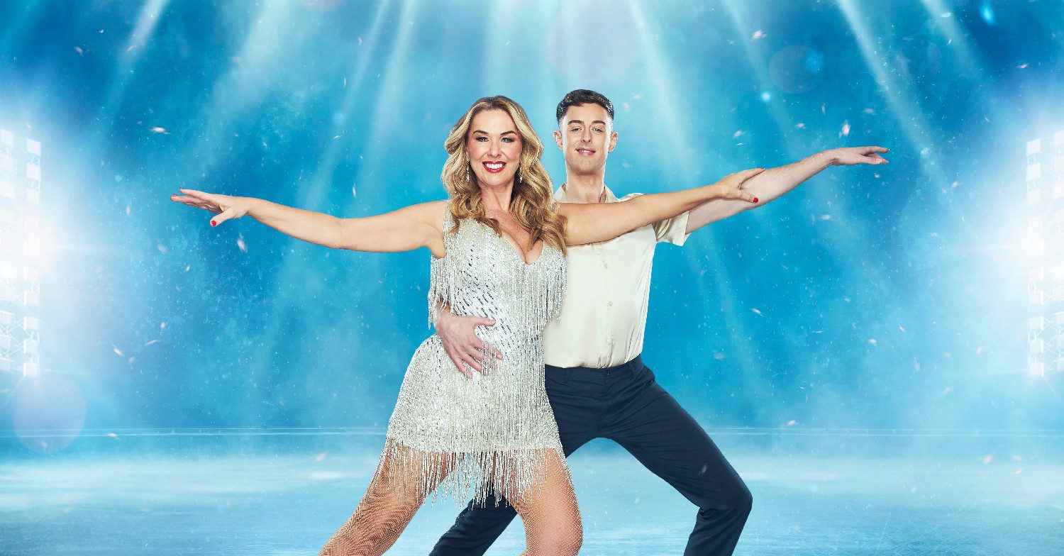 Claire Sweeney and Colin Grafton skating in a Dancing On Ice promo pic