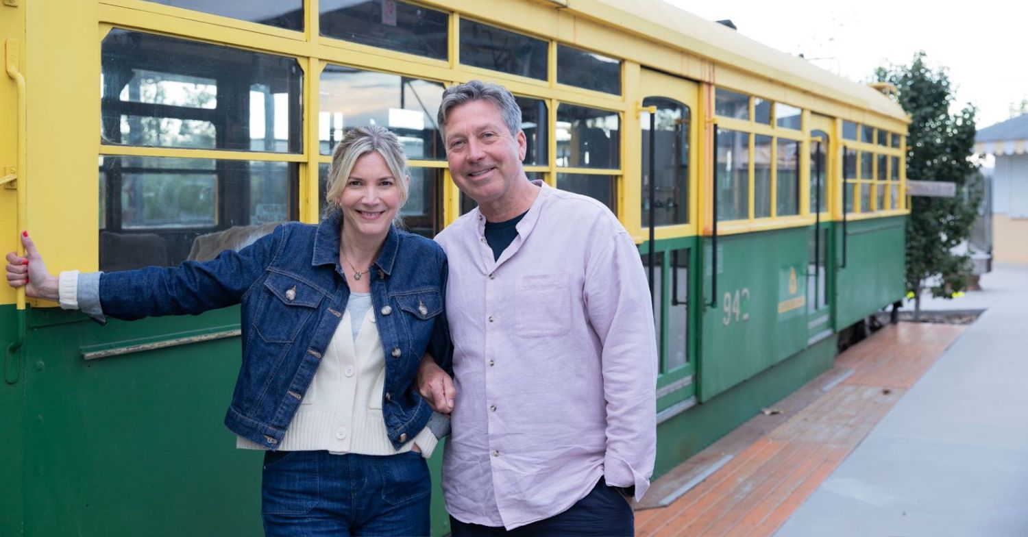Lisa Faulkner and John Tarode smiling