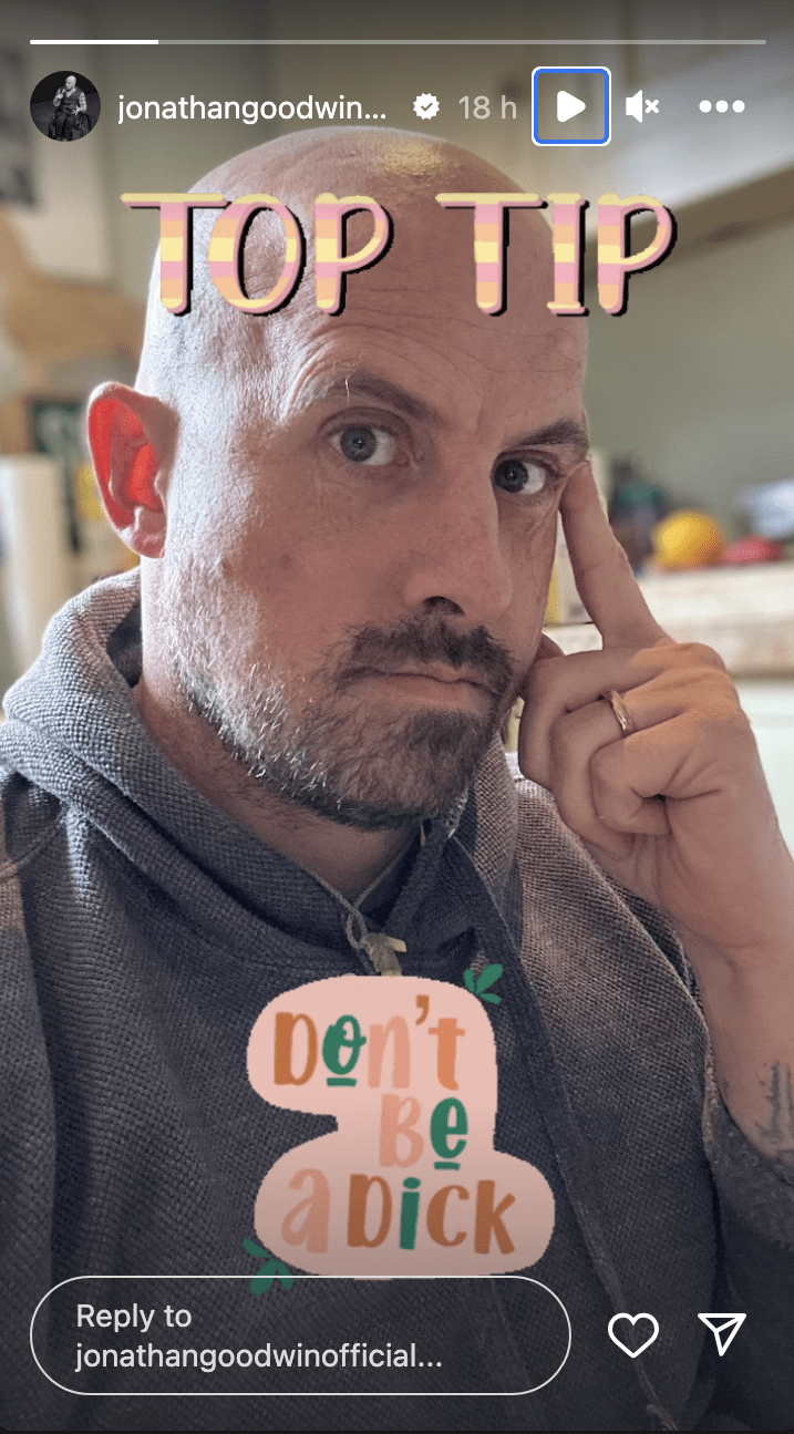 partner of Strictly star Amanda Abbington, Jonathan Goodwin on Instagram