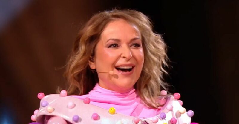 Julia Sawalha smiling on The Masked Singer