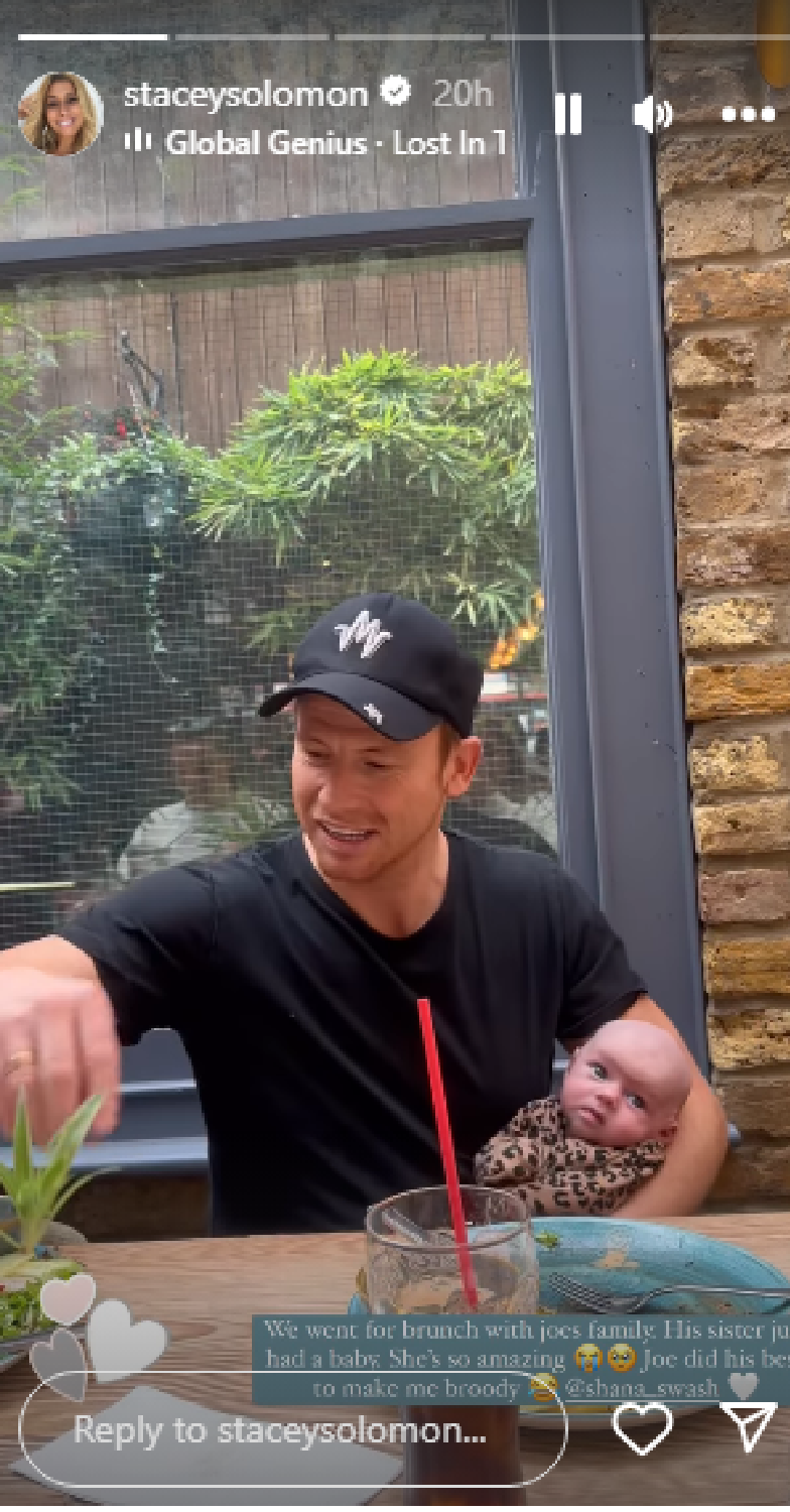 Joe Swash with baby niece on Stacey Solomon's Instagram