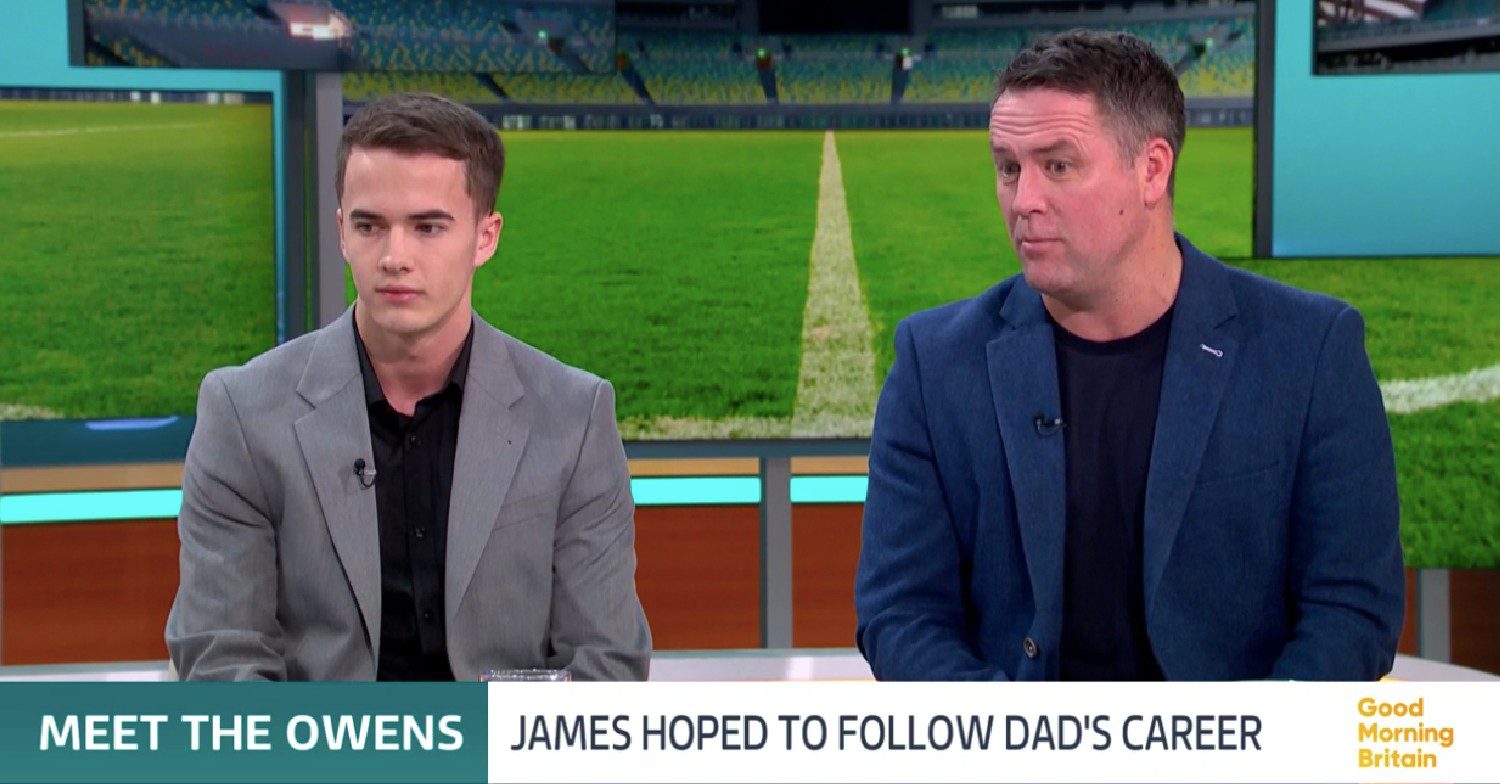 Michael Owen and his son on GMB