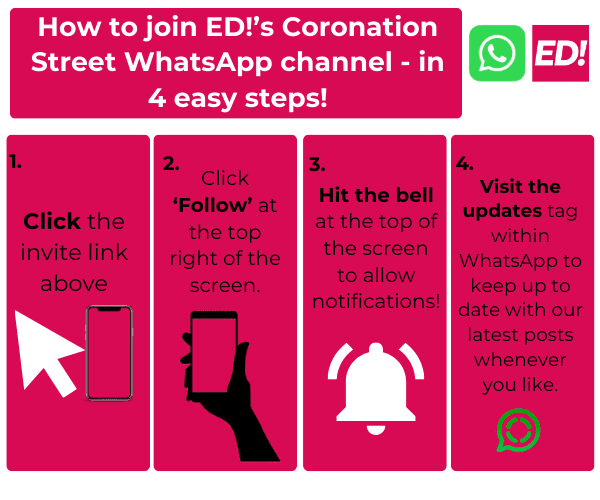ED Coronation Street WhatsApp call to action advert