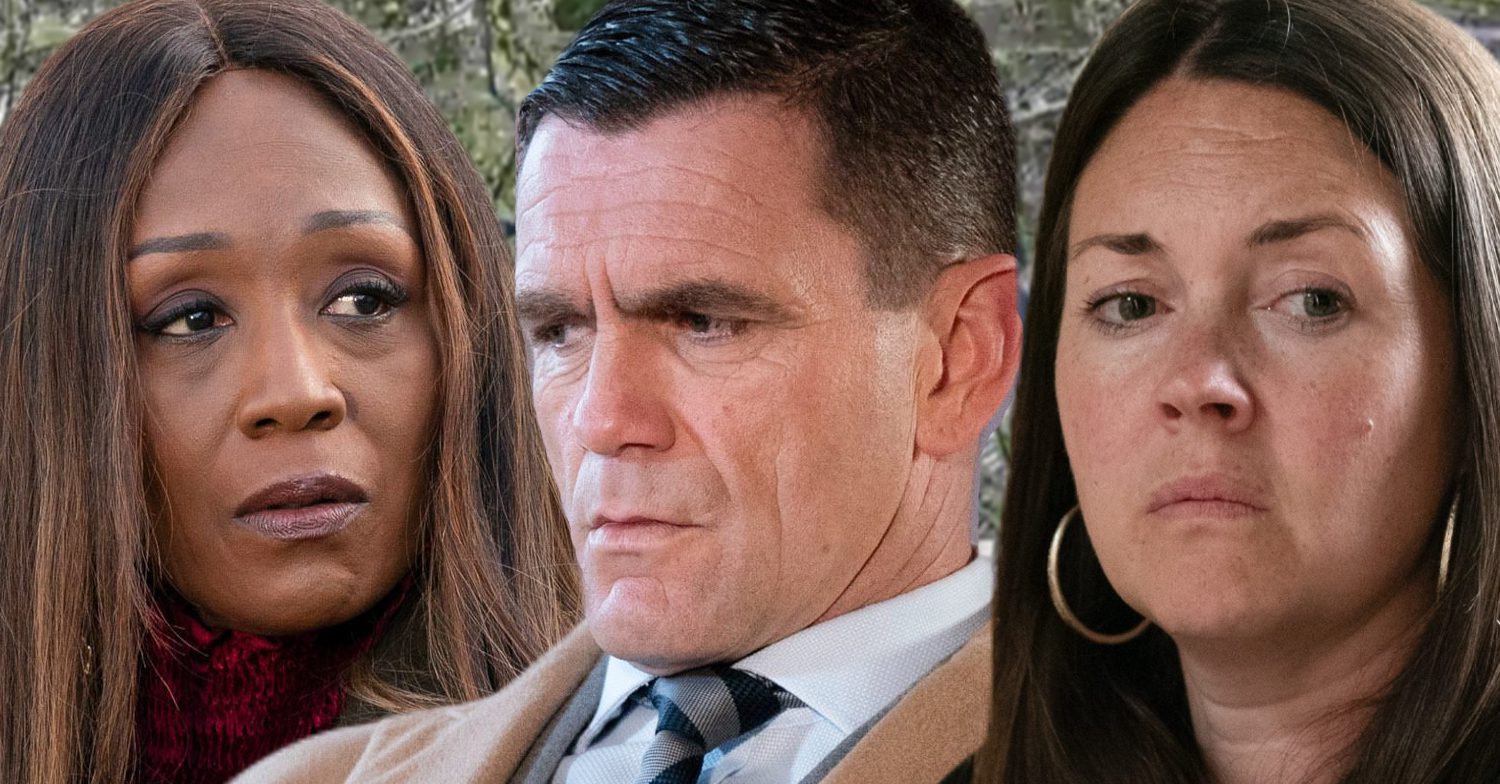 EastEnders' Denise, Jack, Stacey, the background of the Thames