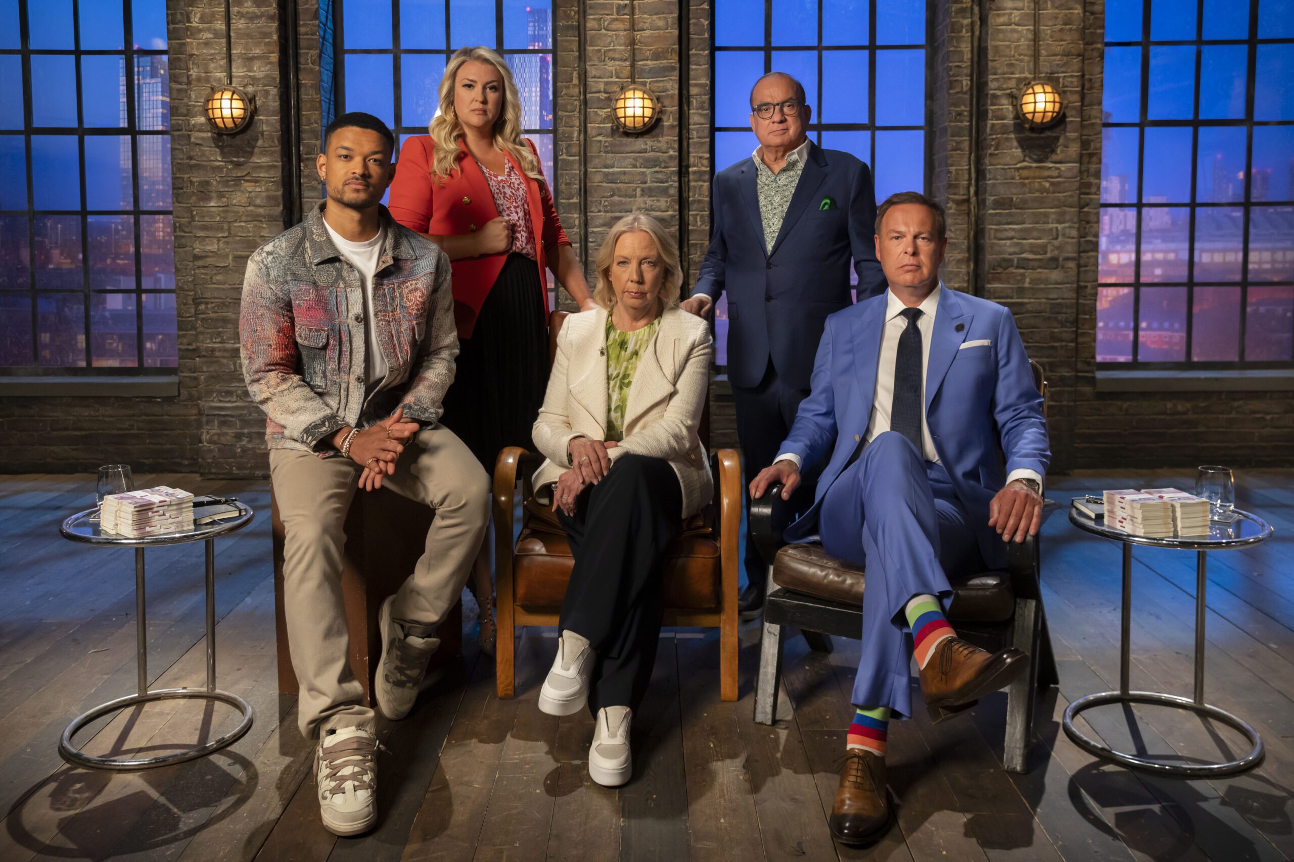 The five Dragons - Steven Bartlett, Sara Davies, Deborah Meaden, Touker Suleyman and Peter Jones 