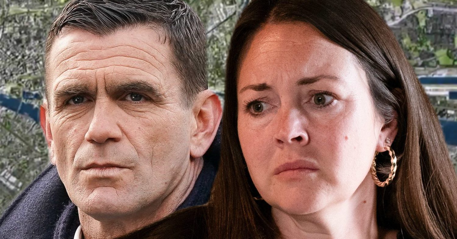 EastEnders' Jack, Stacey, the background of the Thames