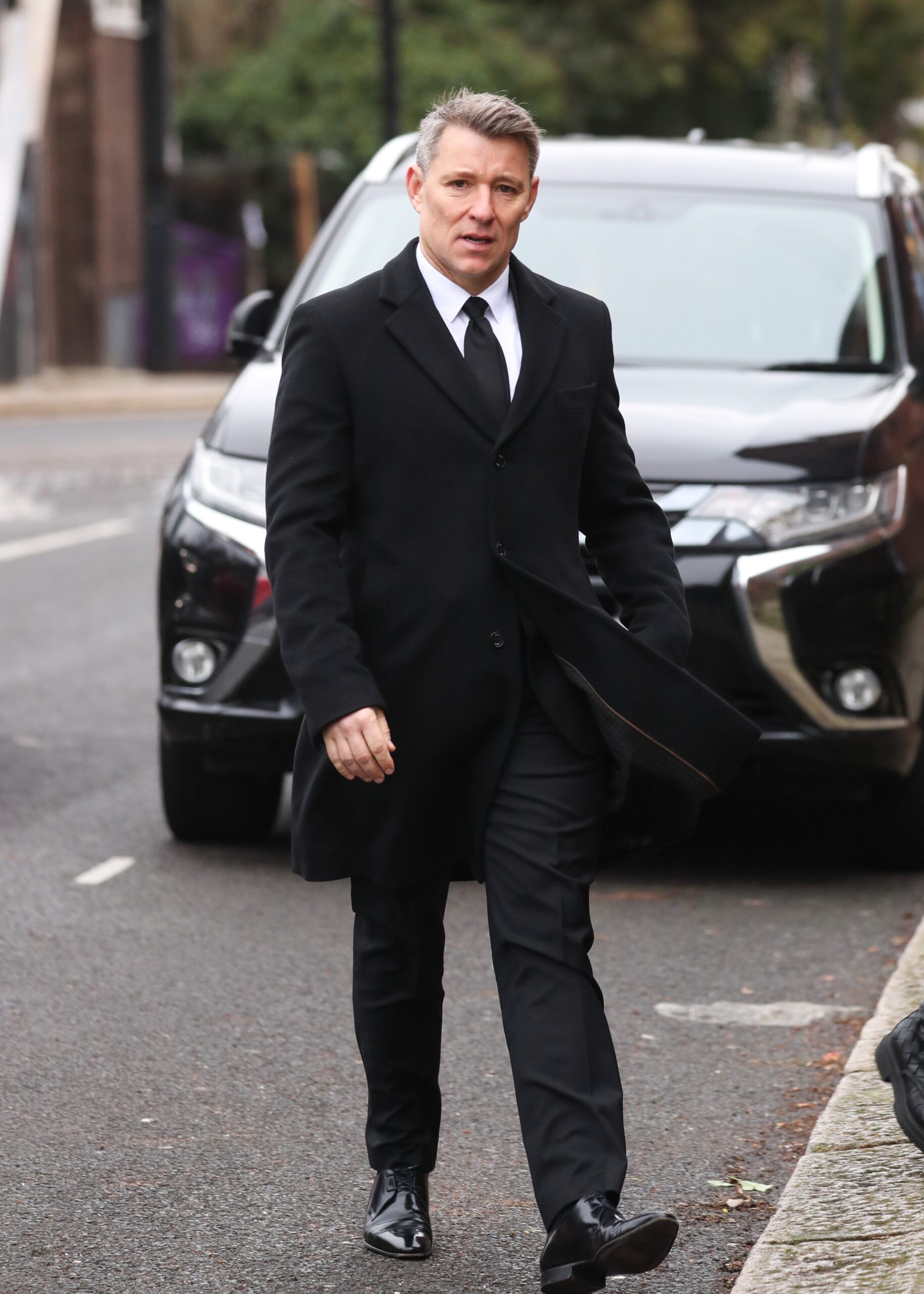 Ben Shephard arriving at Derek Draper's funeral