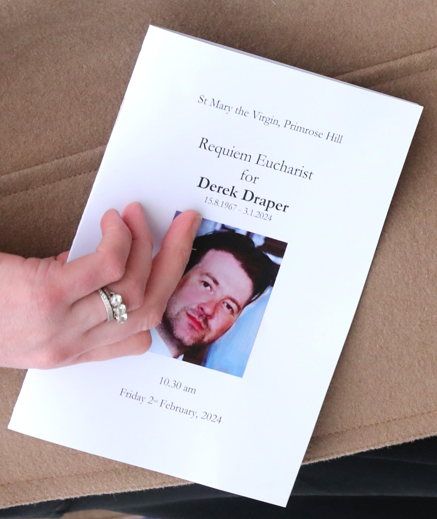 Derek Draper's funeral leaflet