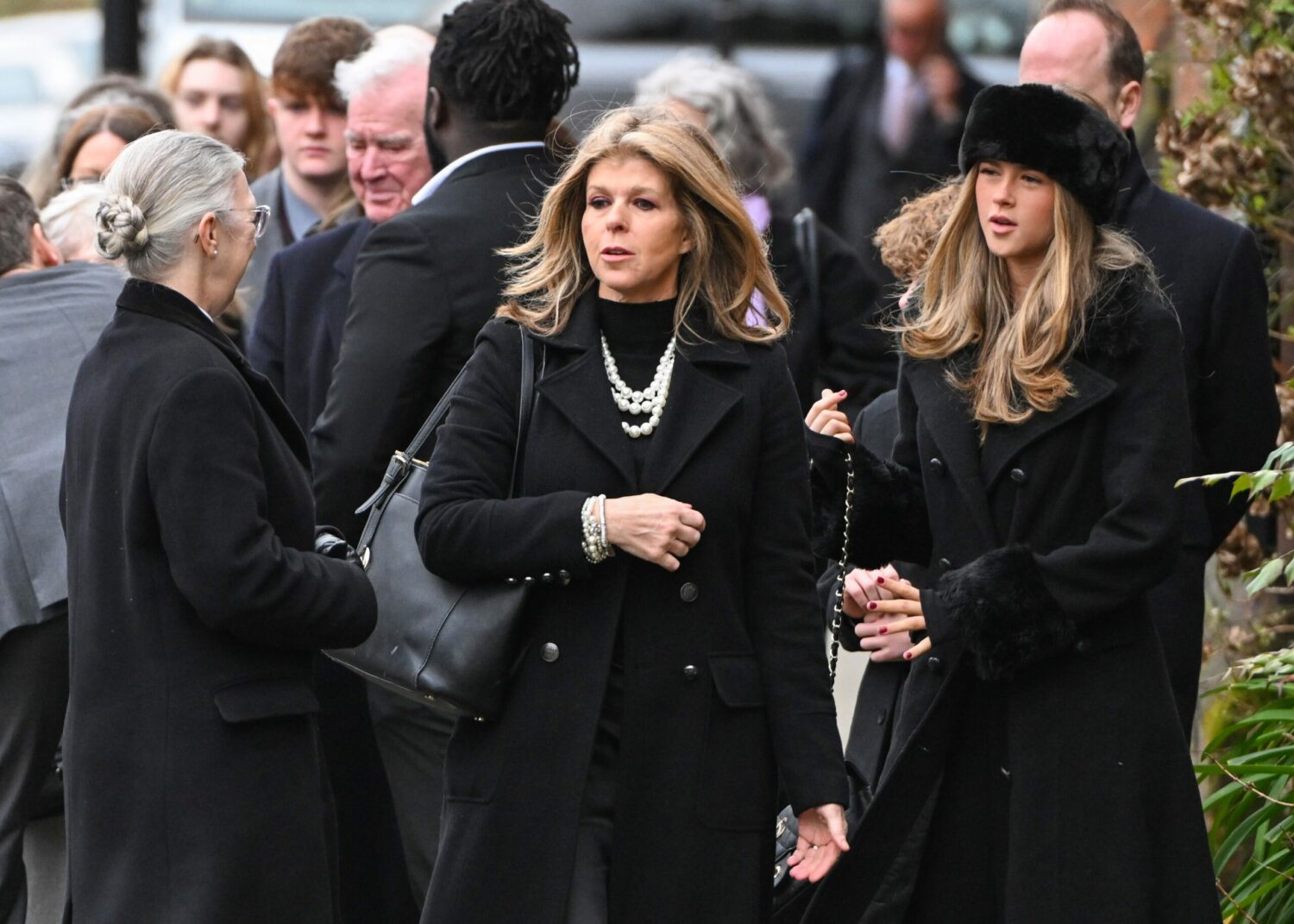 Kate Garraway arrives at the funeral of husband Derek Draper alongside daughter Darcey and other guests