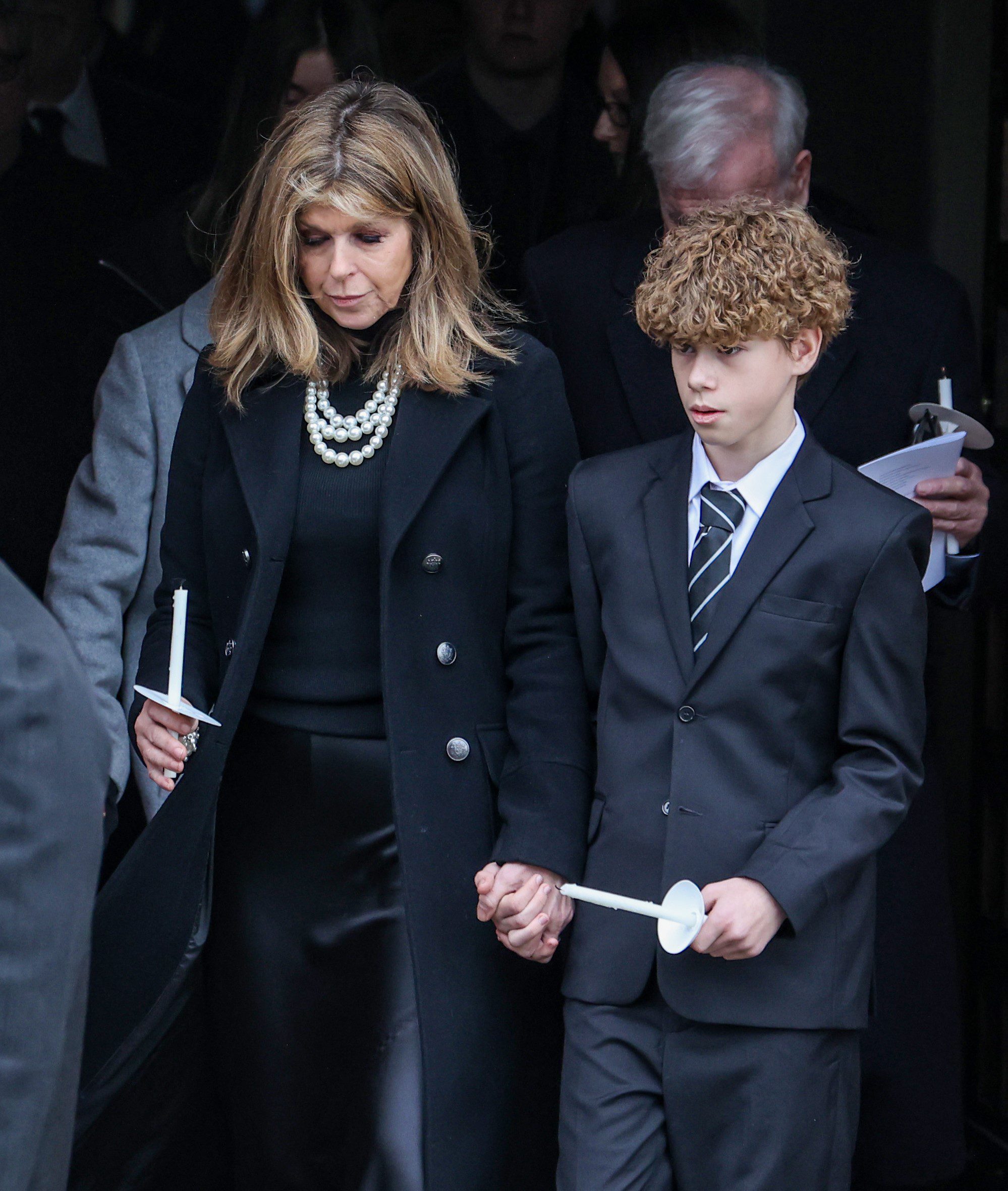 Kate Garraway and son Billy at Derek's funeral
