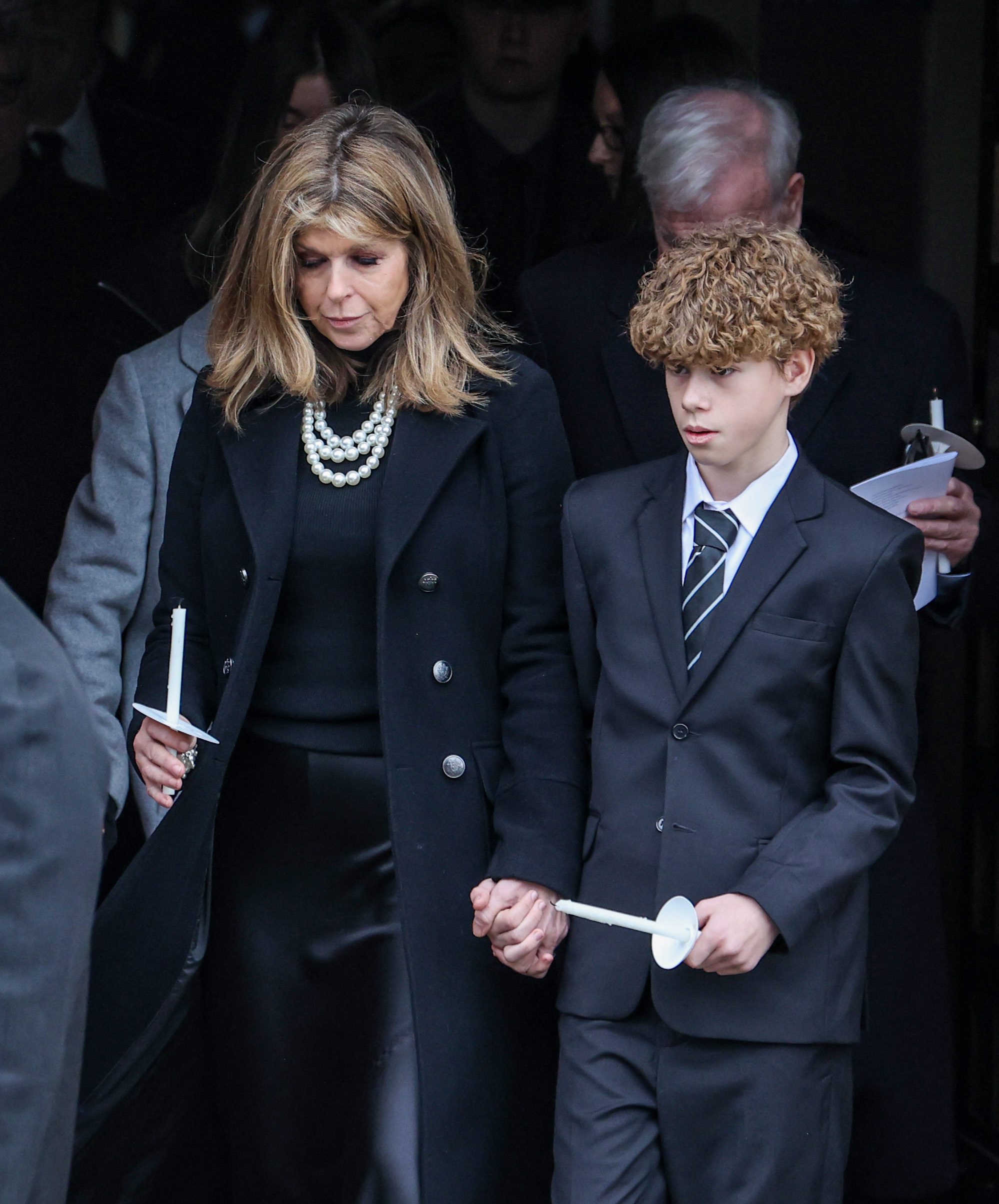 Kate Garraway and son Billy at Derek's funeral