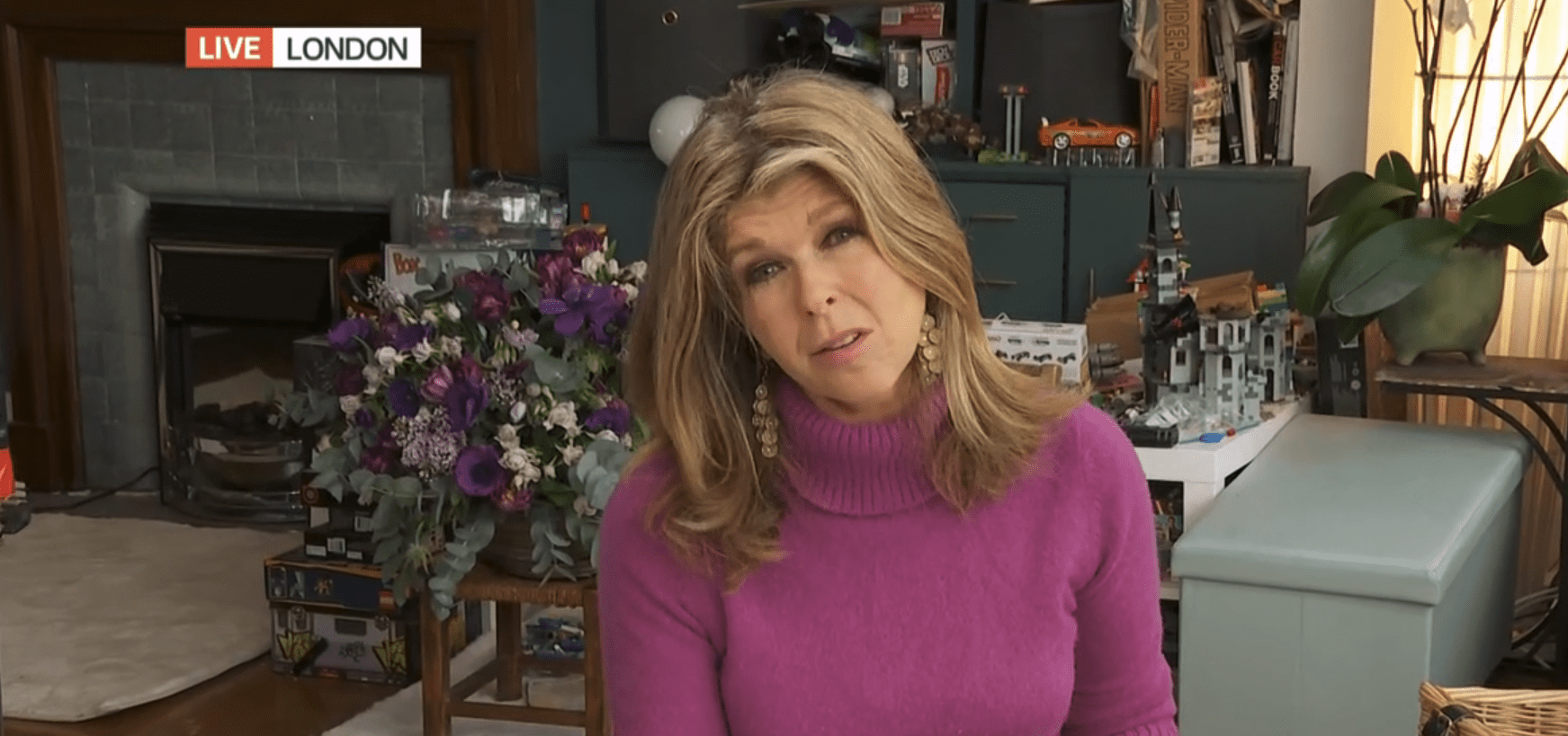 Kate Garraway in a purple jumper