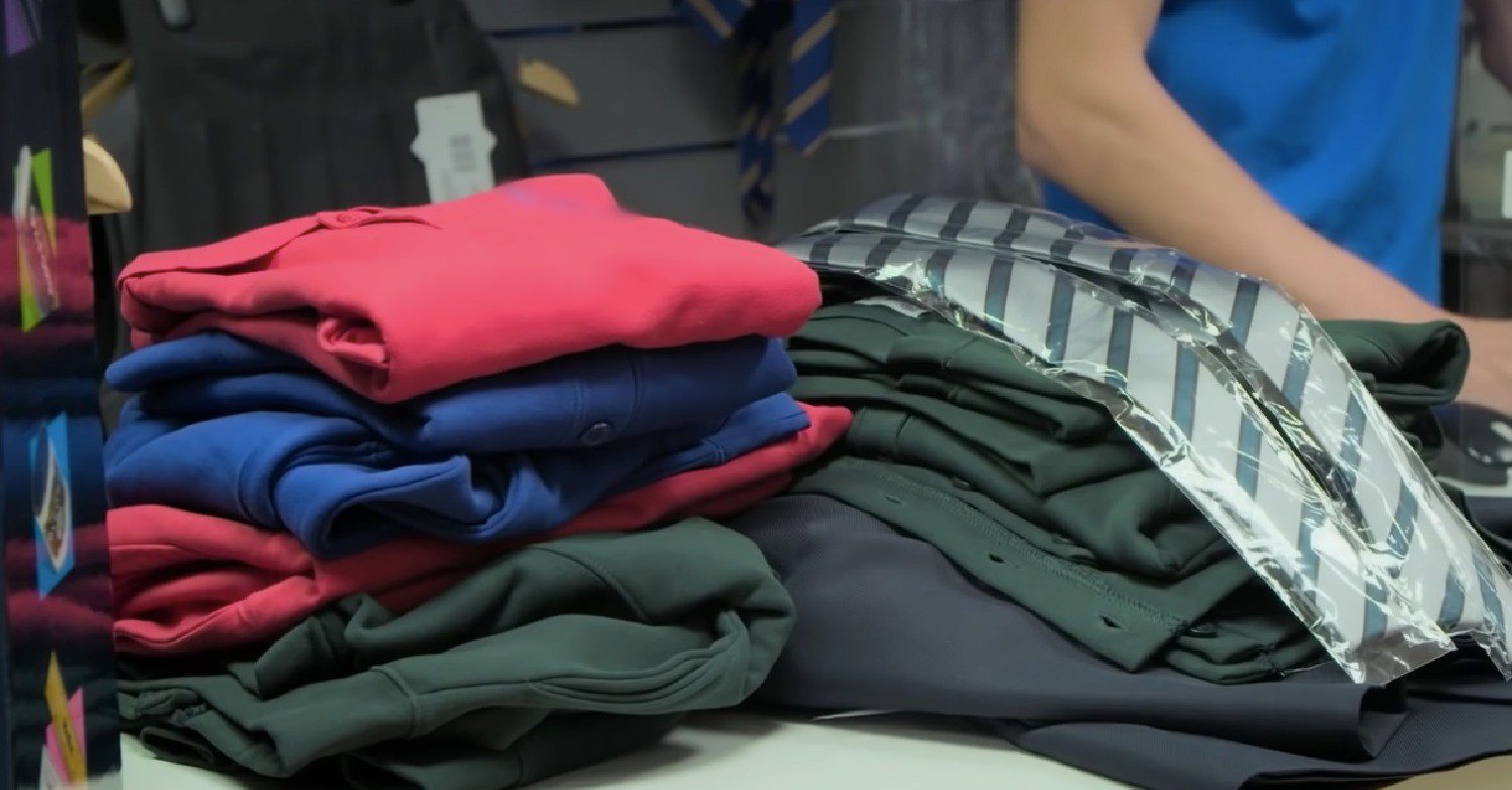 The Radford family uniform pile