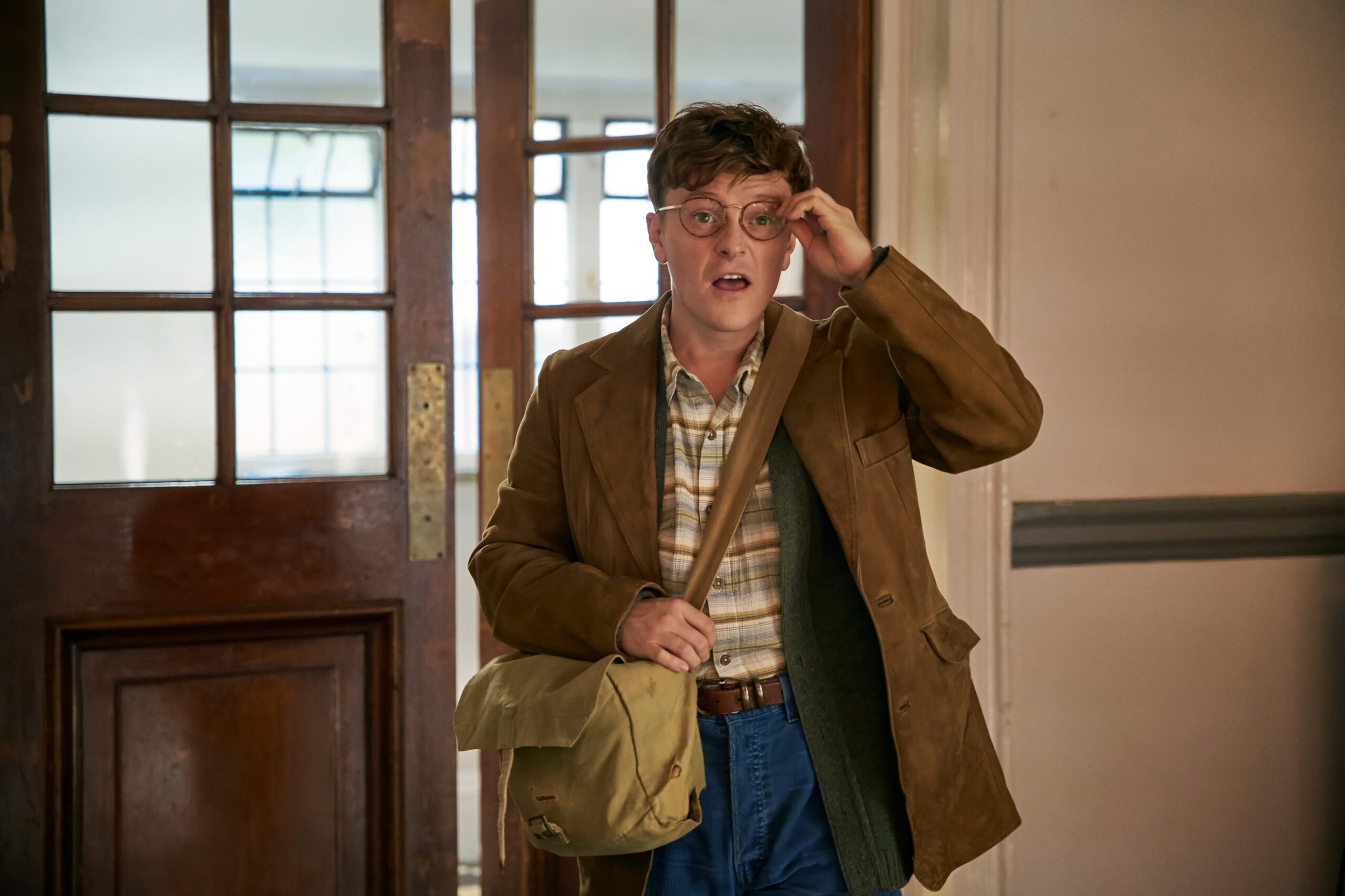 Jonny Weldon looking surprised as Ian in the One Day cast