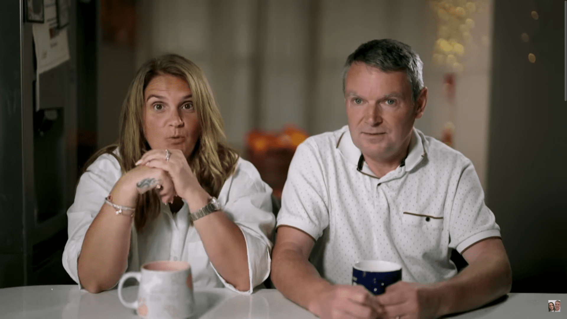 Sue and Noel Radford speaking on 22 Kids and Counting wearing white tops