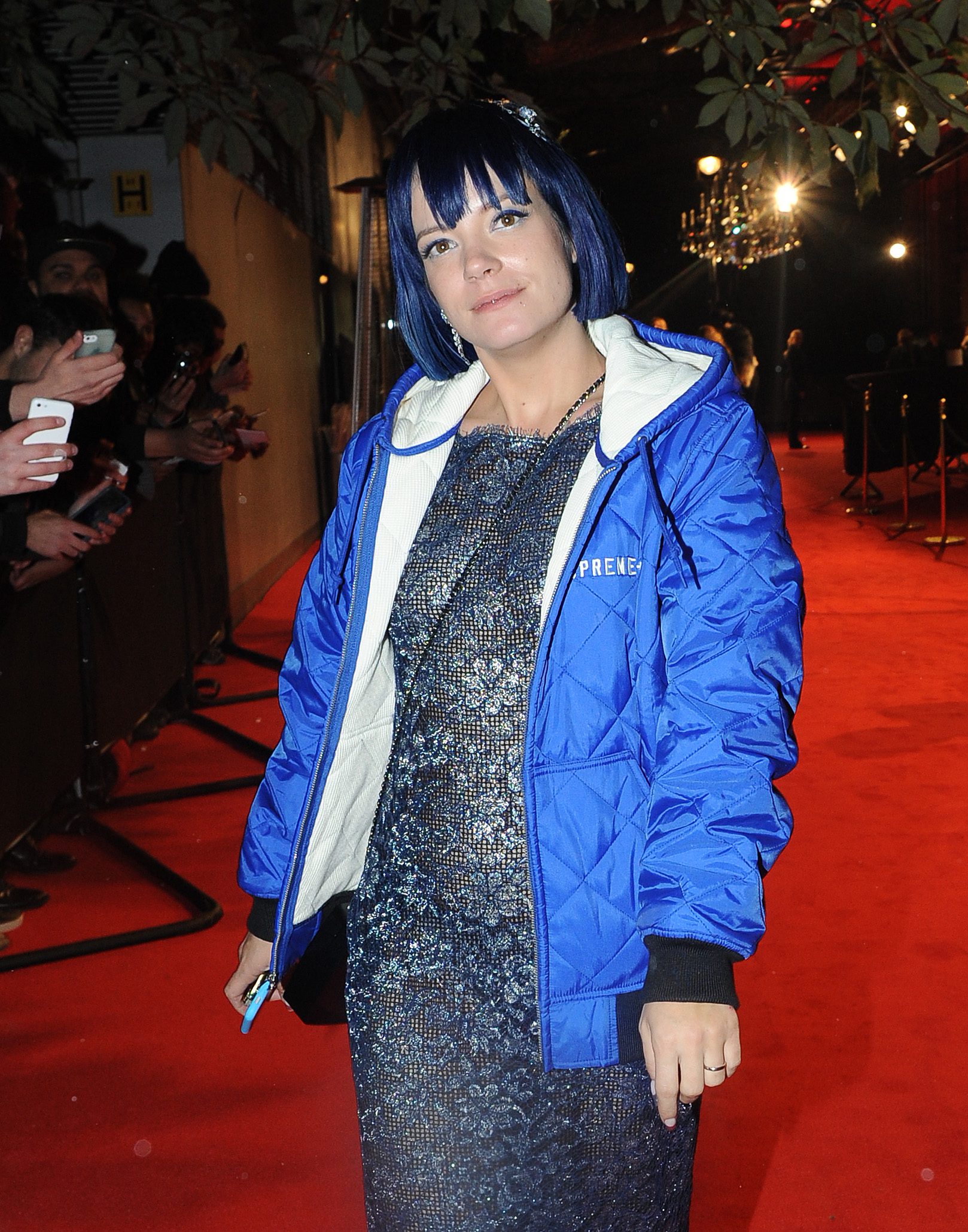 Lily Allen with blue hair