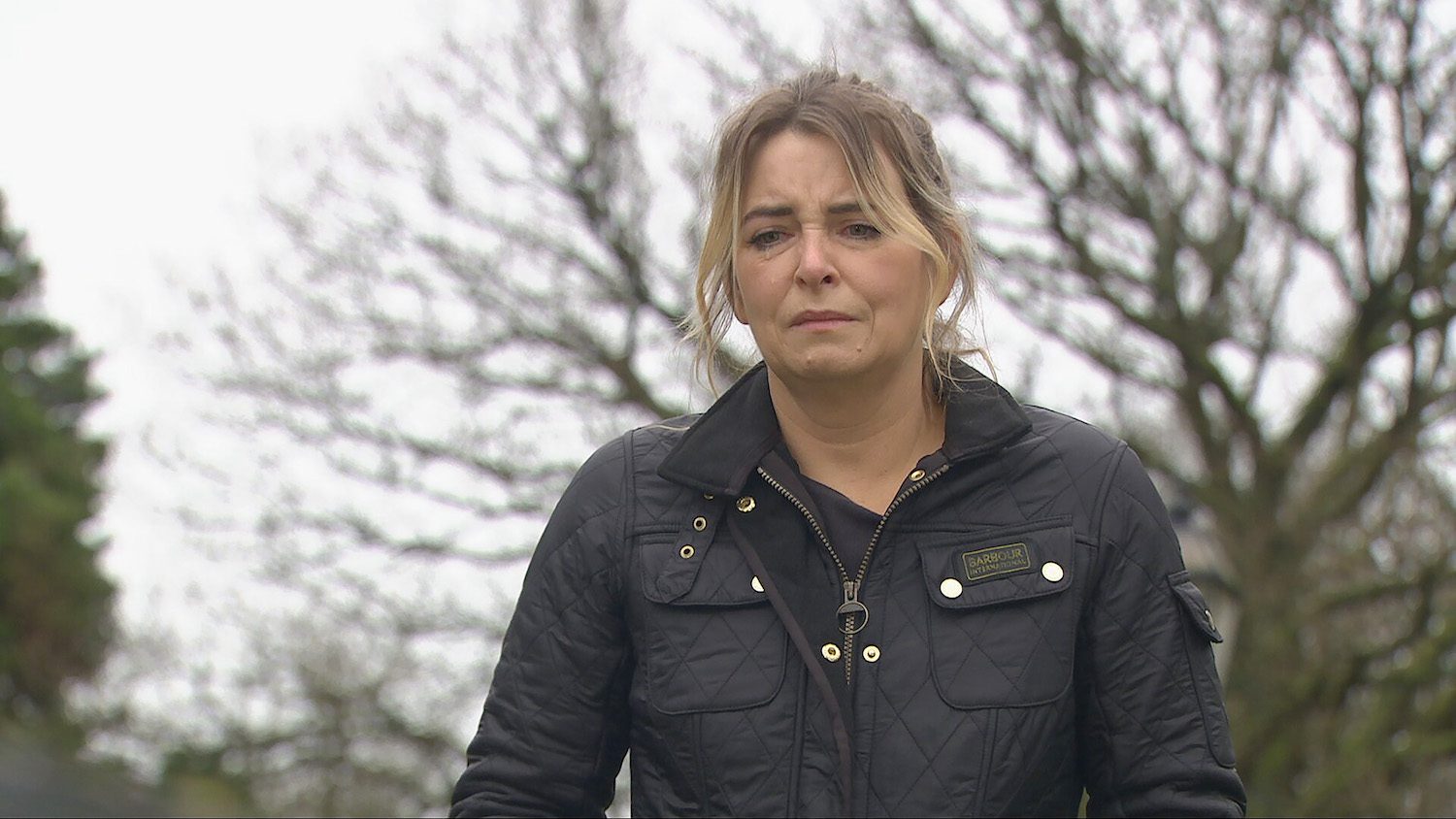 Charity looking worried on Emmerdale