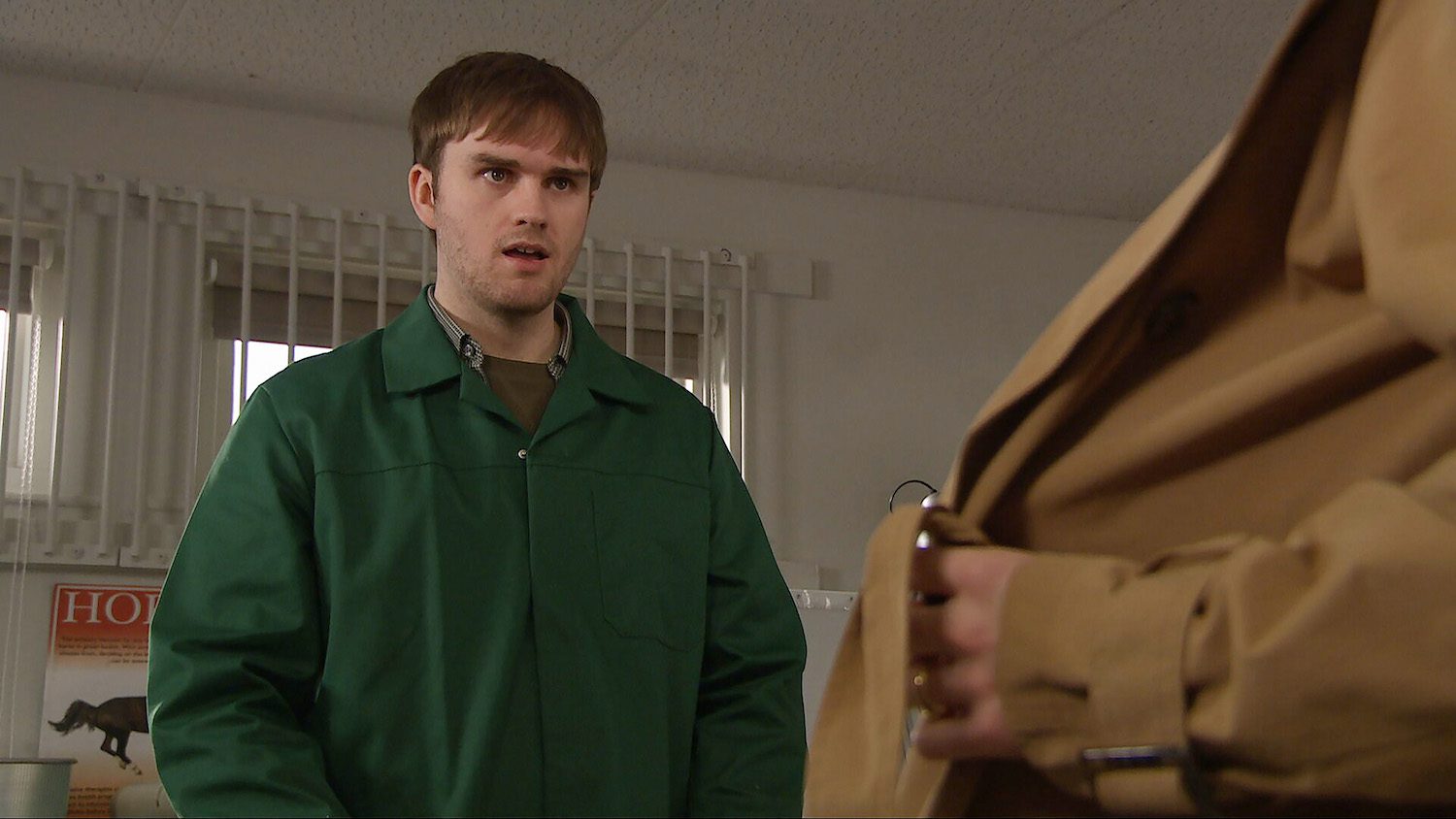 Tom looking angry on Emmerdale