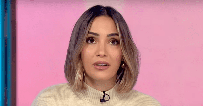 Frankie Bridge wearing a cream jumper on Loose Women