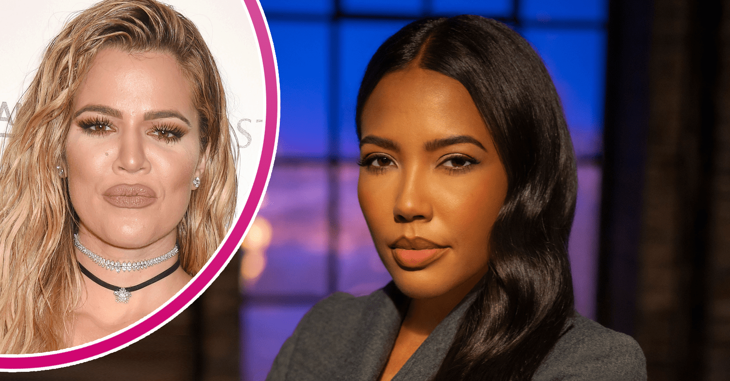 Emma Grede on Dragons' Den with inset business collaborator Khloe Kardashian