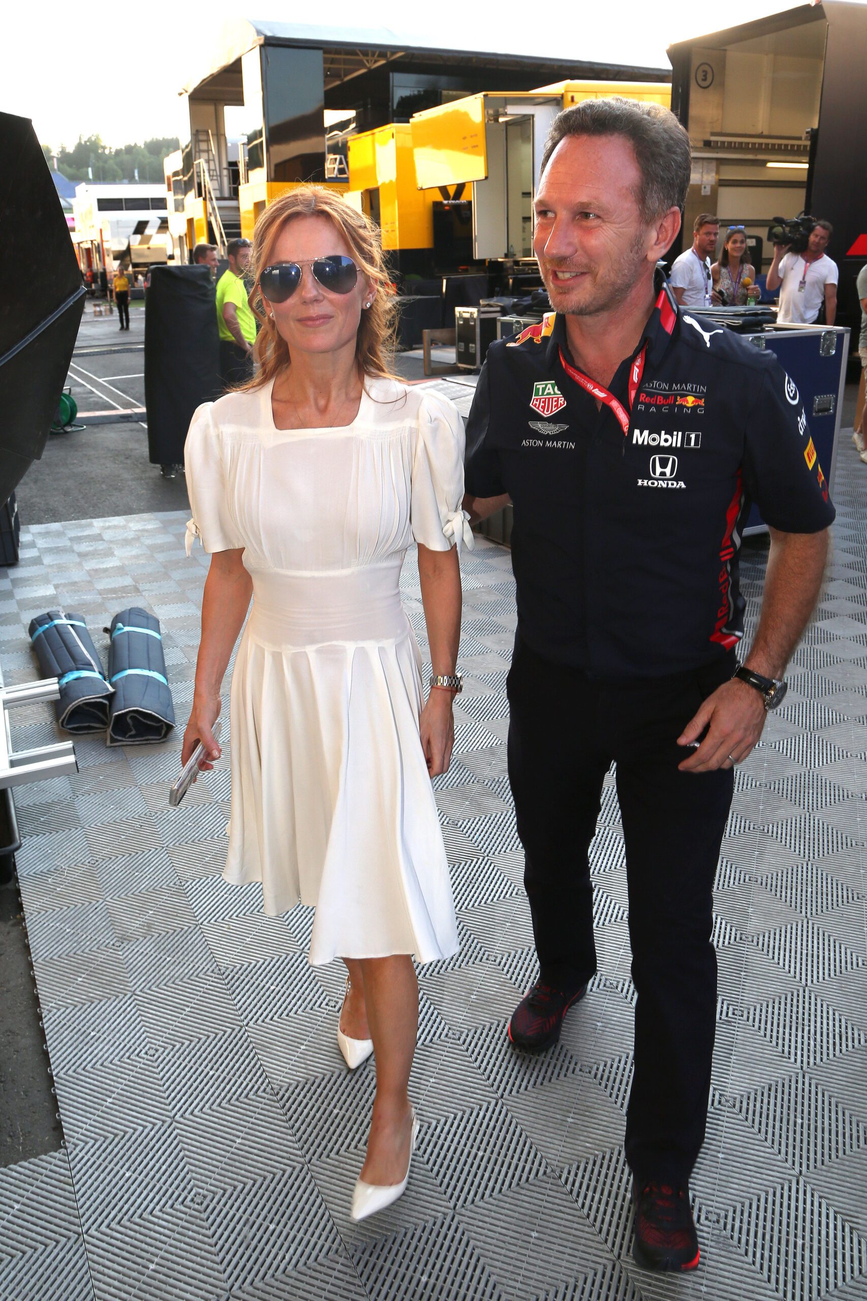 Geri Halliwell and her husband Christian Horner at the F1