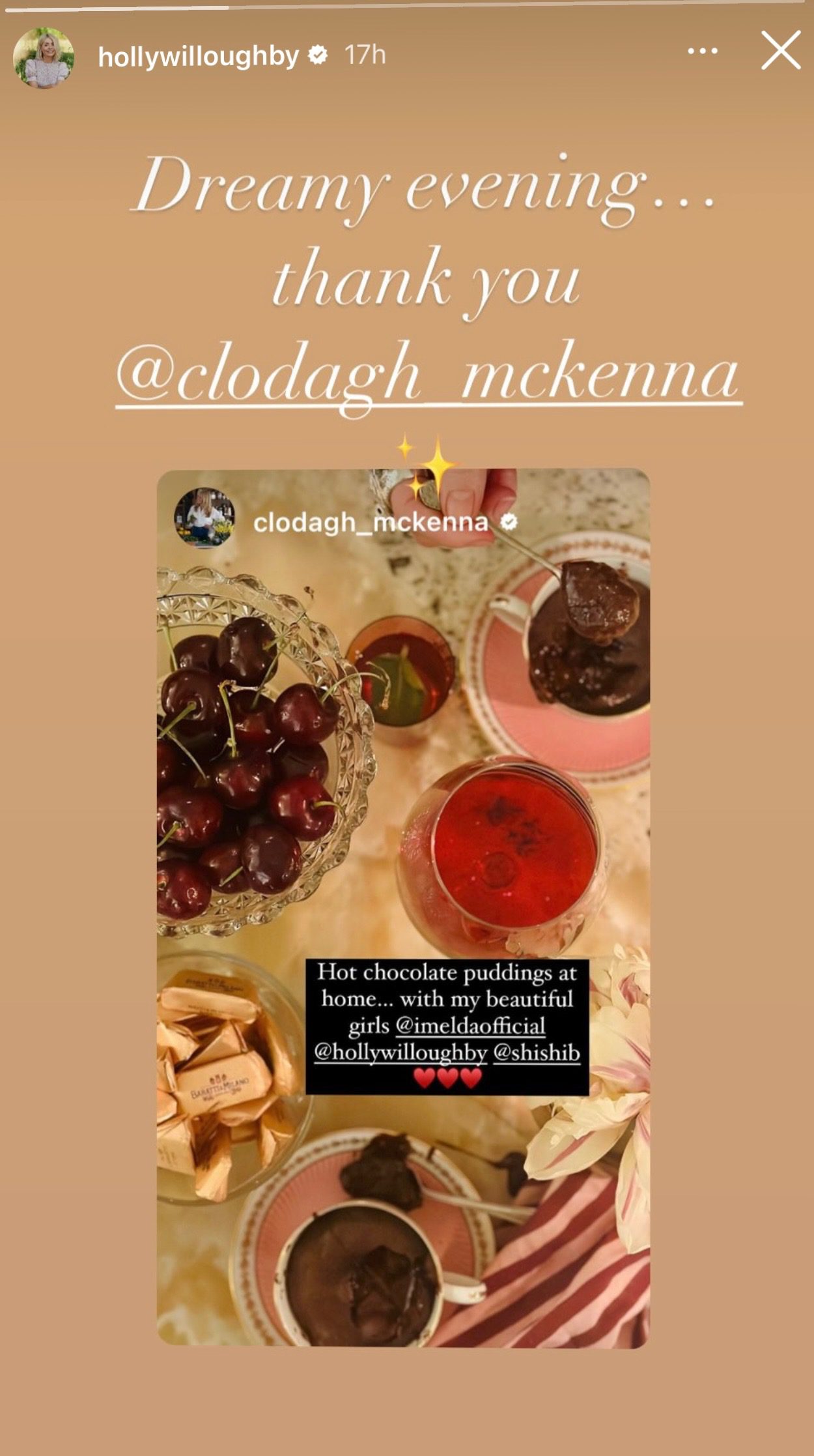 Clodagh Instagram Story with Holly Willoughby 