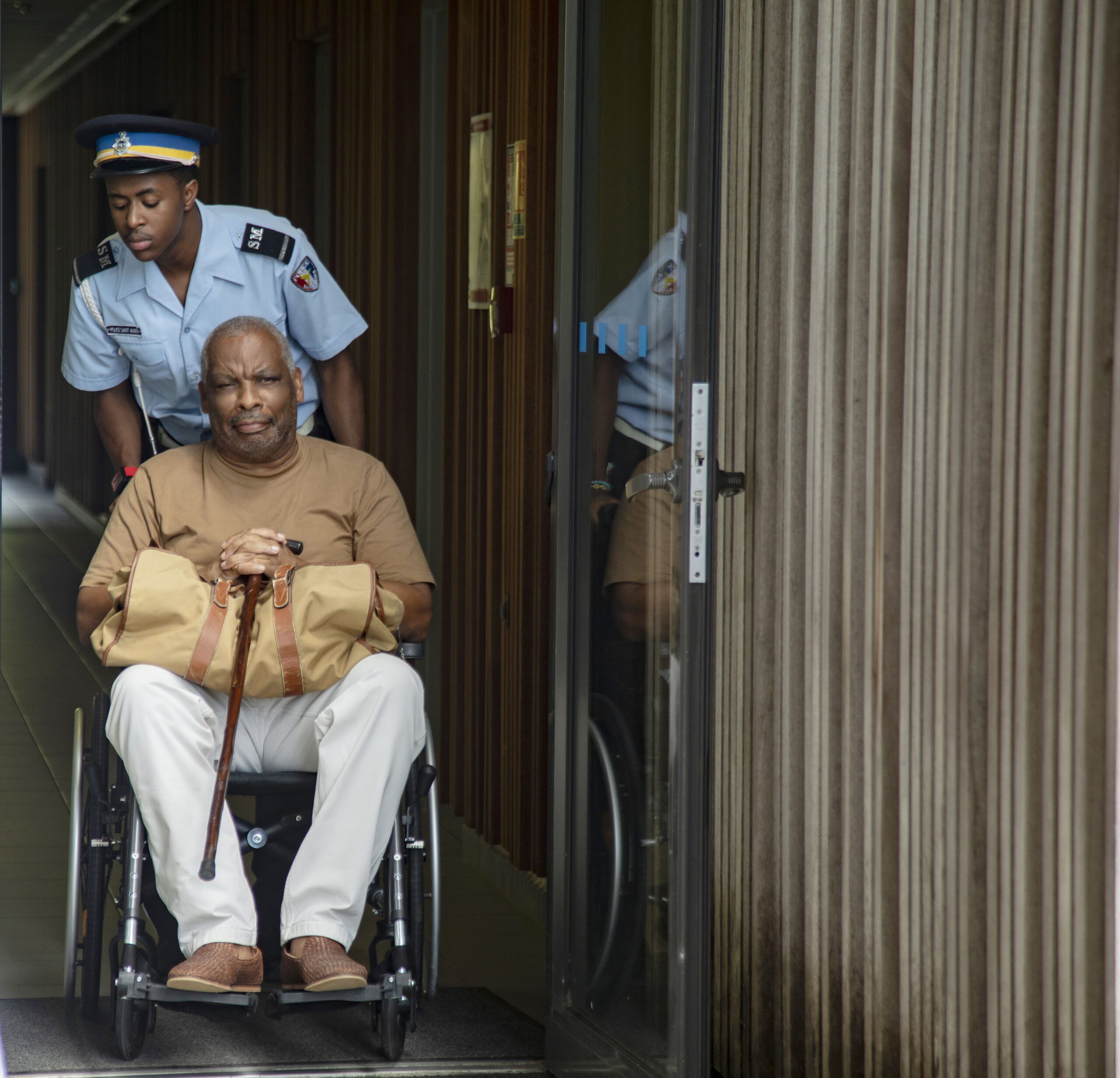 Don Warrington as Selwyn in Death in Paradise in a wheelchair